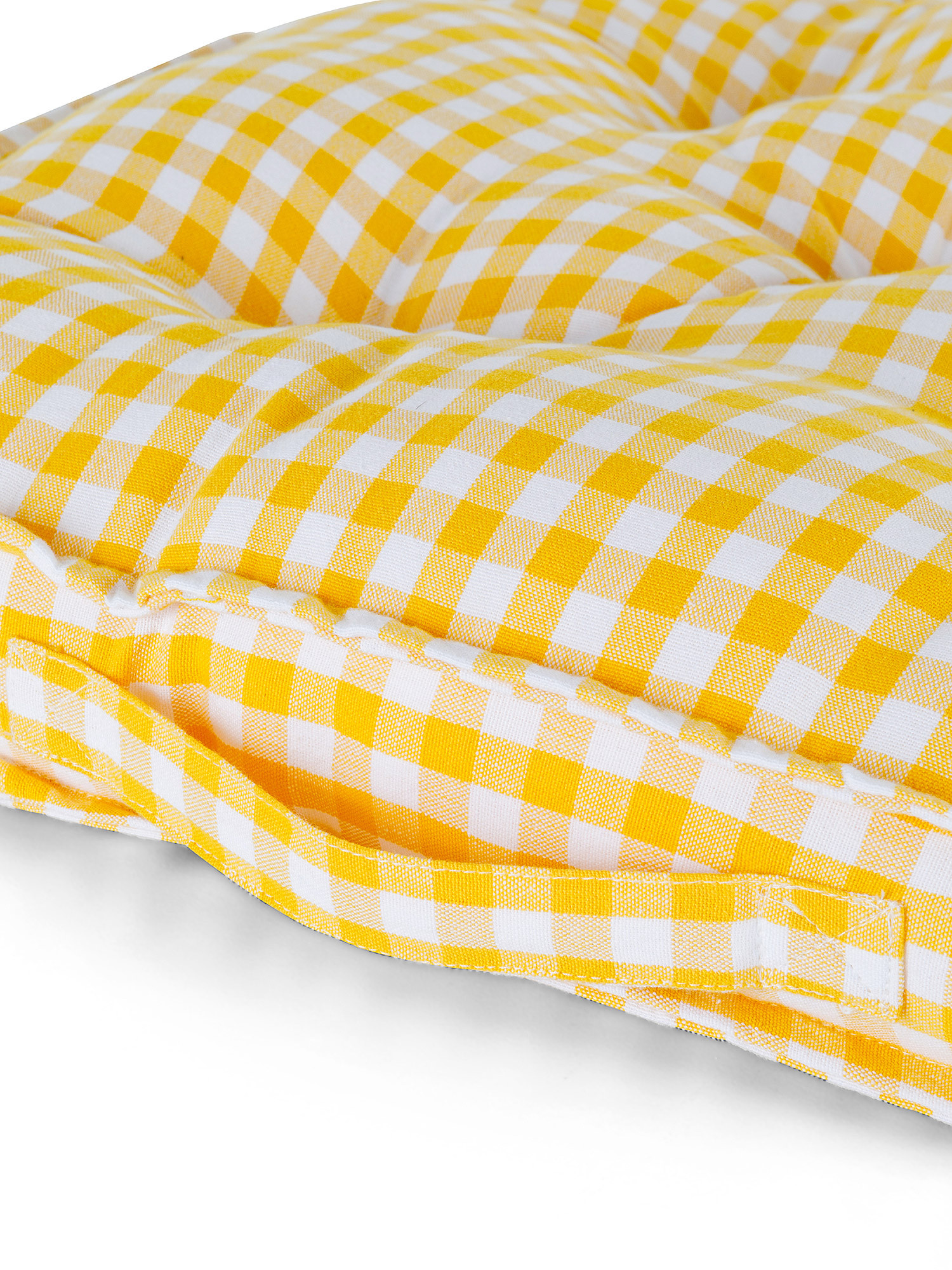 Washed cotton cushion with checkered pattern 50x50cm, Yellow, large image number 1