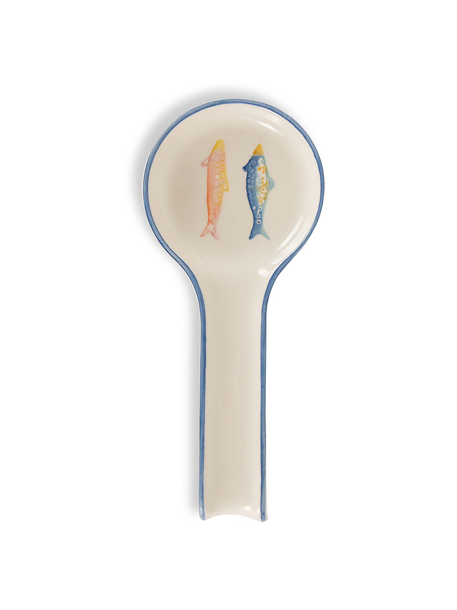 Ceramic ladle holder with fish decoration, White, large image number 1