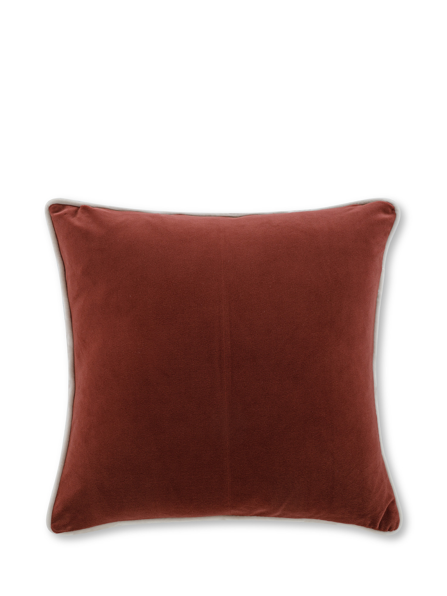 Cuscino in velluto con piping applicato sul bordo 45x45 cm, Marrone, large image number 1