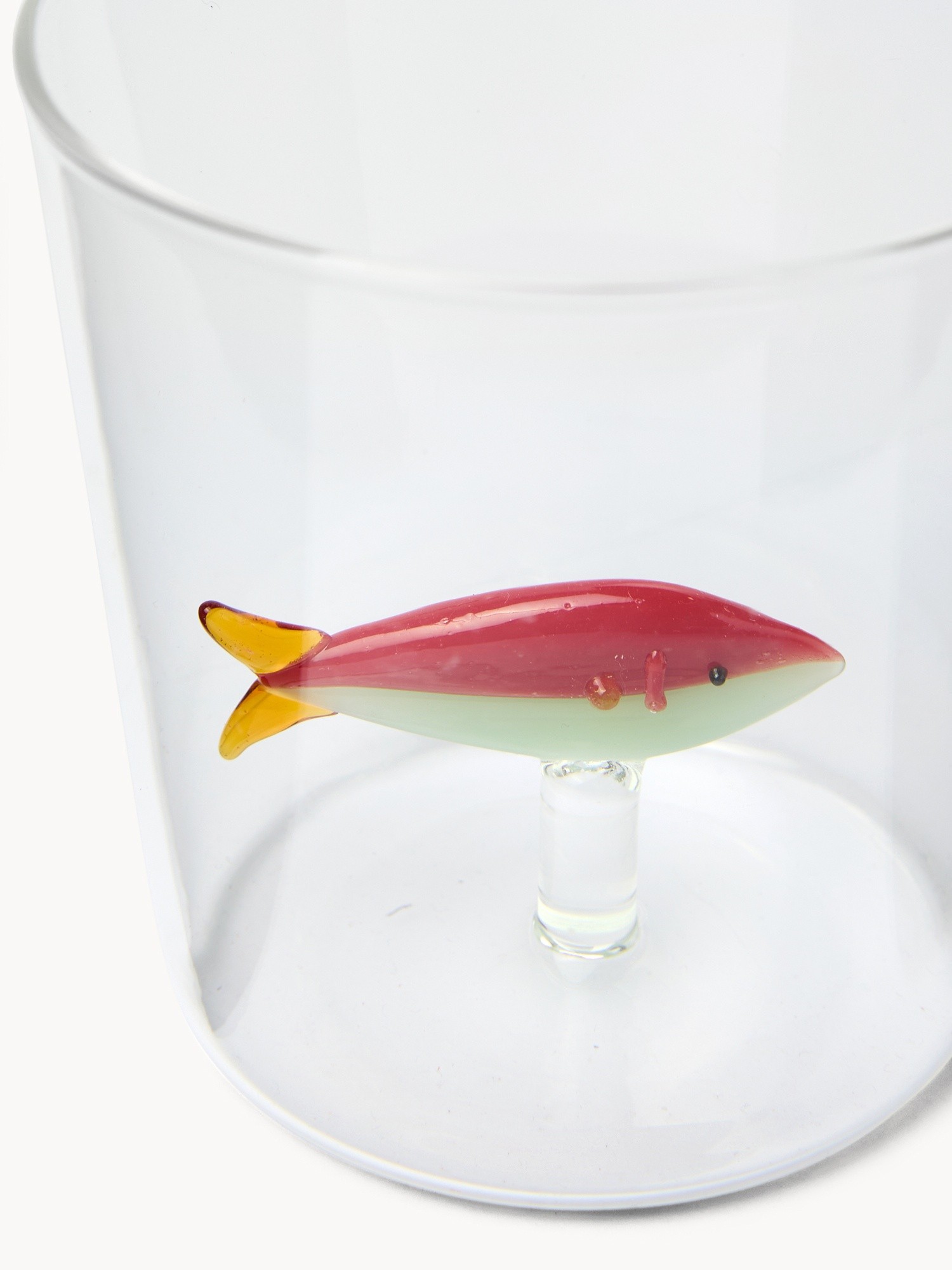Bicchiere in vetro borosilicato dettaglio pesce, Trasparente, large image number 1