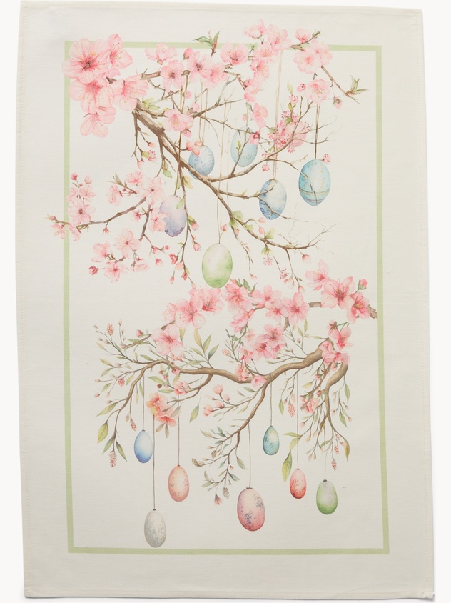 Cotton drill tea towel with Easter print by Tessitura Randi