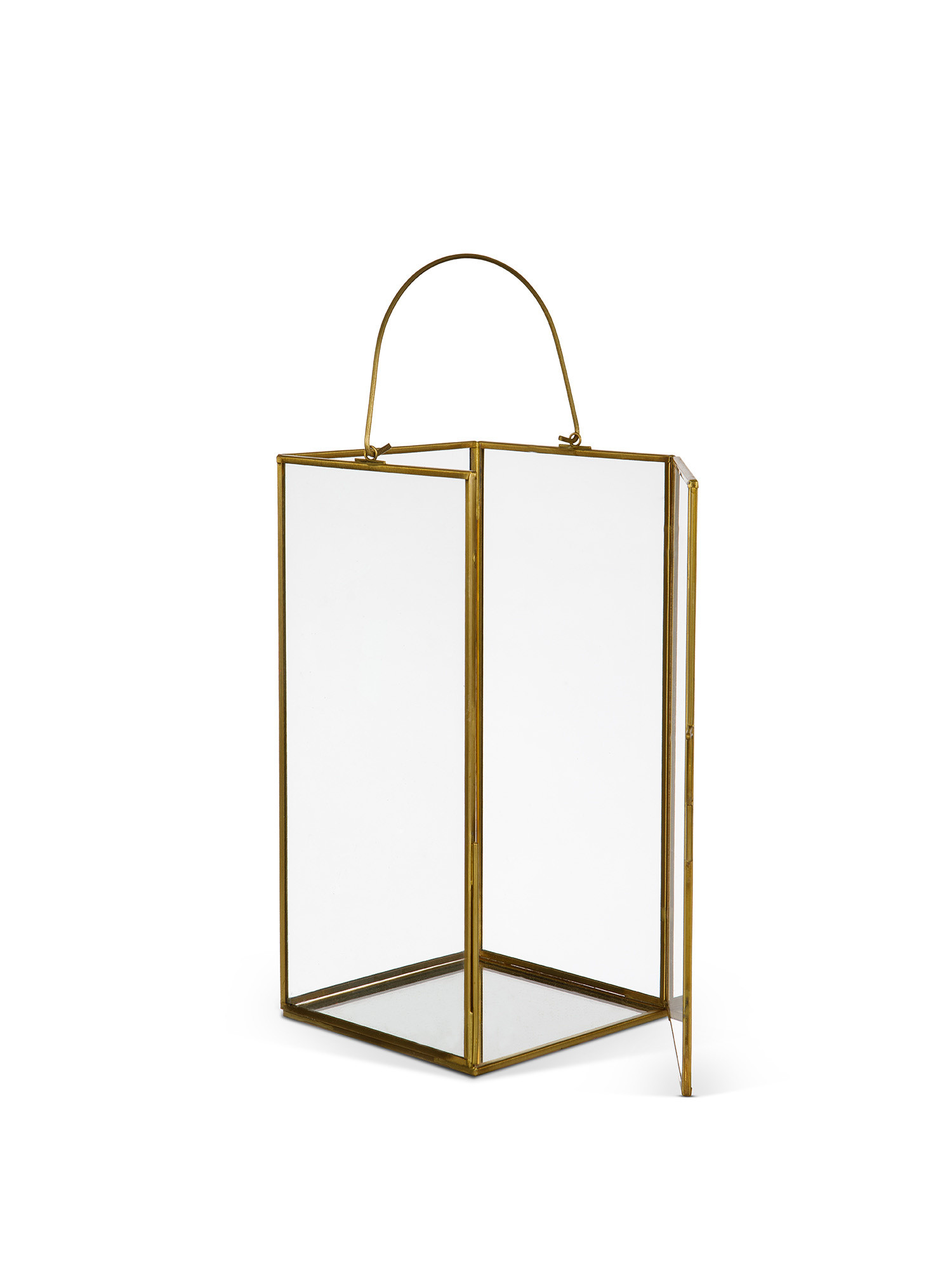 Glass lantern with golden profiles, Gold, large image number 1