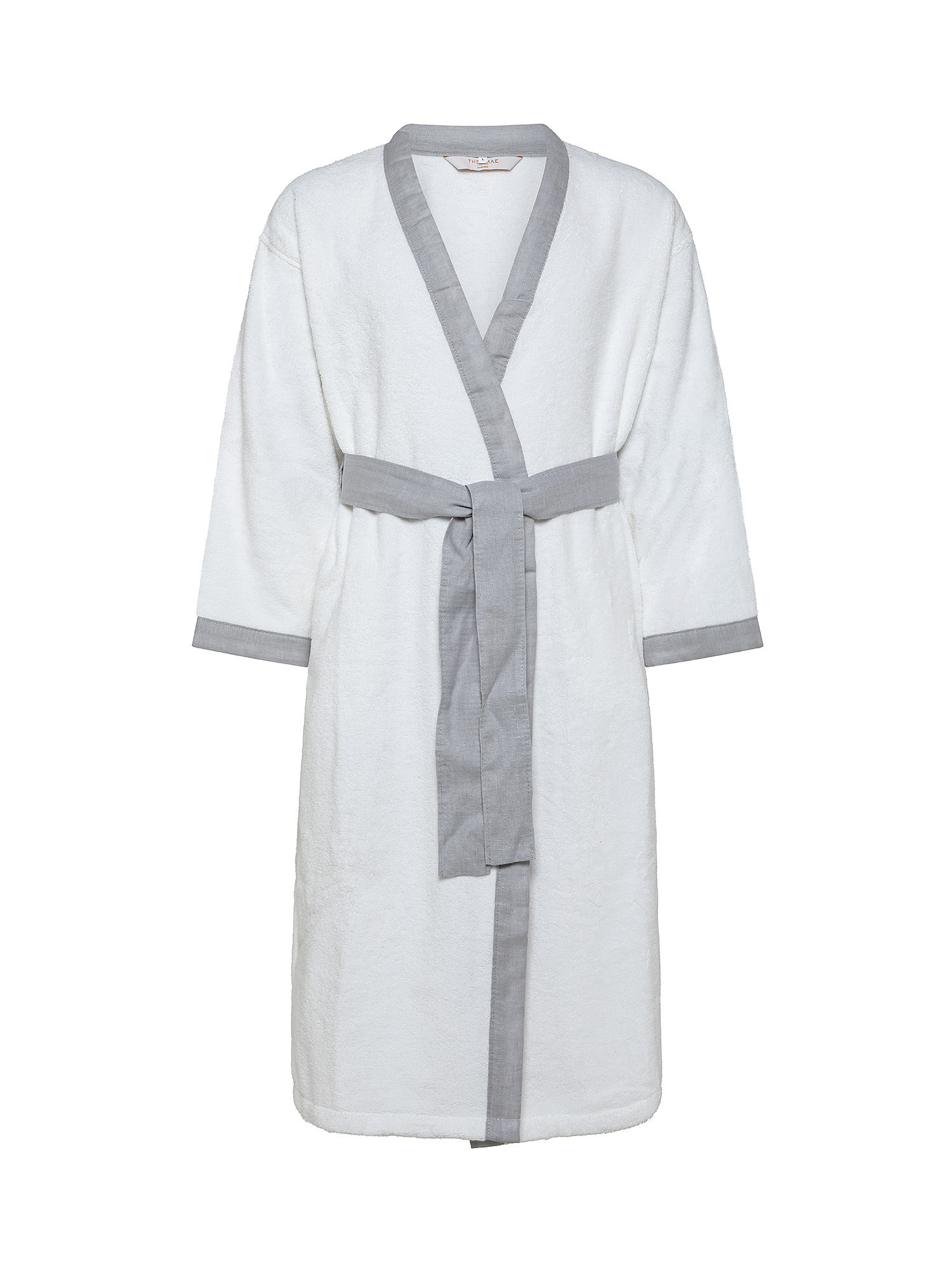 Thermae robe with linen trim, White / Grey, large image number 0