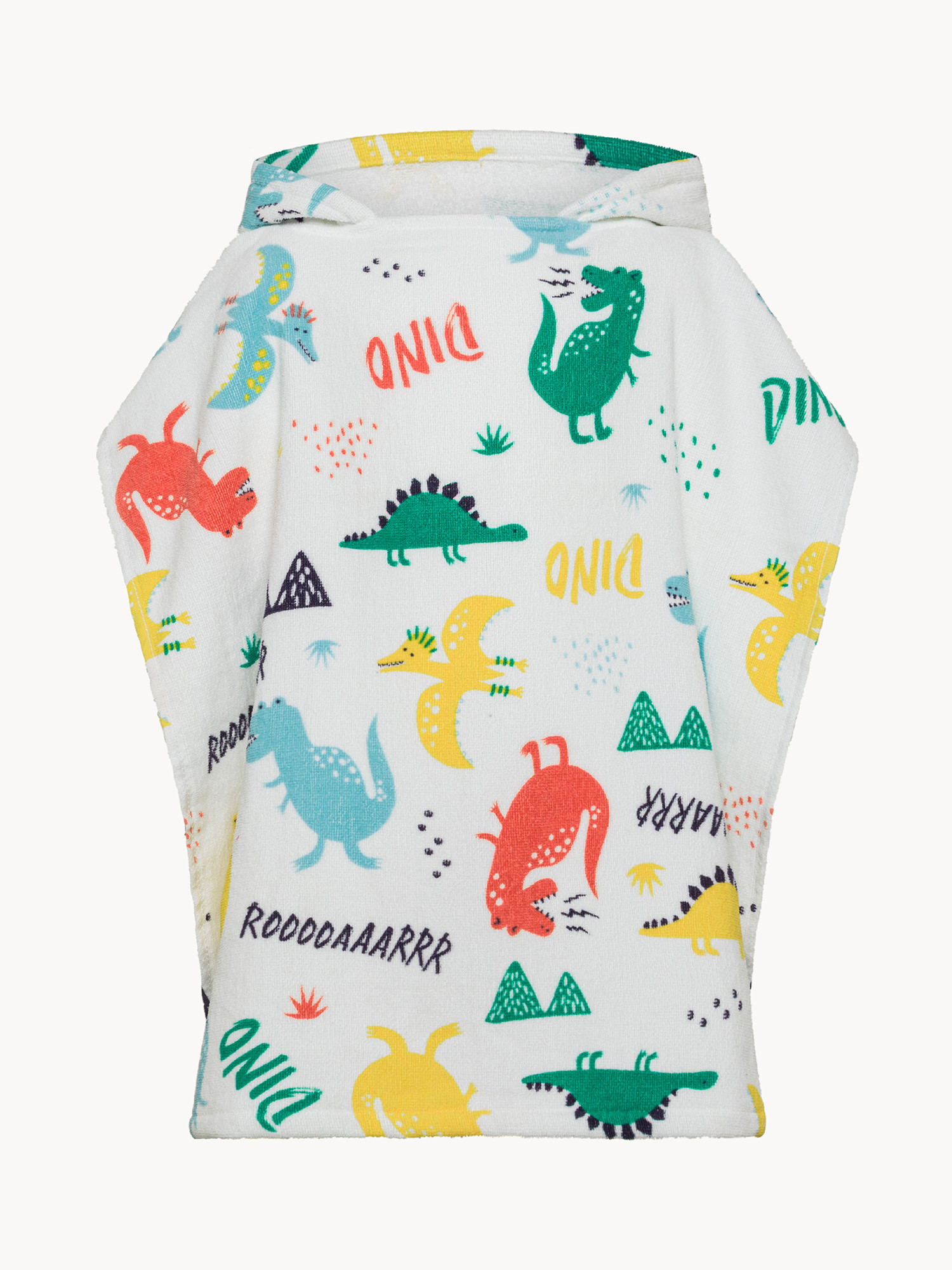 Baby poncho in pure cotton with dinosaur print, Multicolor, large image number 0