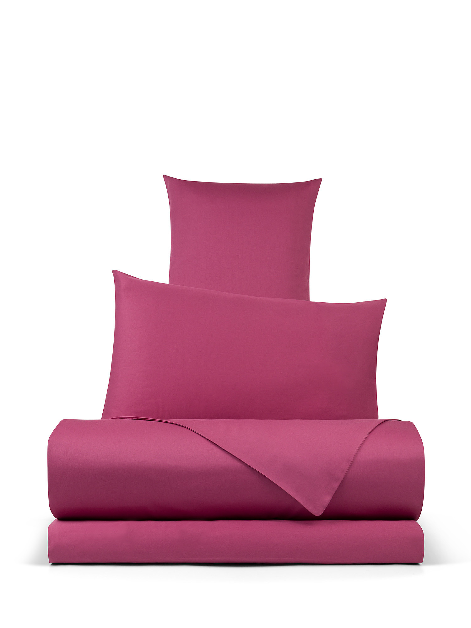 Solid color cotton satin duvet cover set, Pink, large image number 0