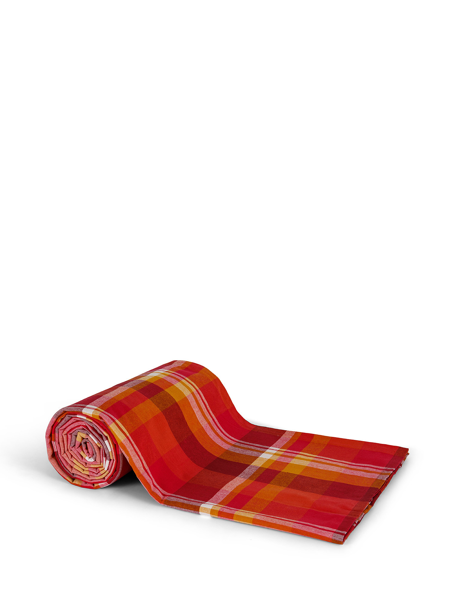 Check motif cotton furnishing towel, Red, large image number 0
