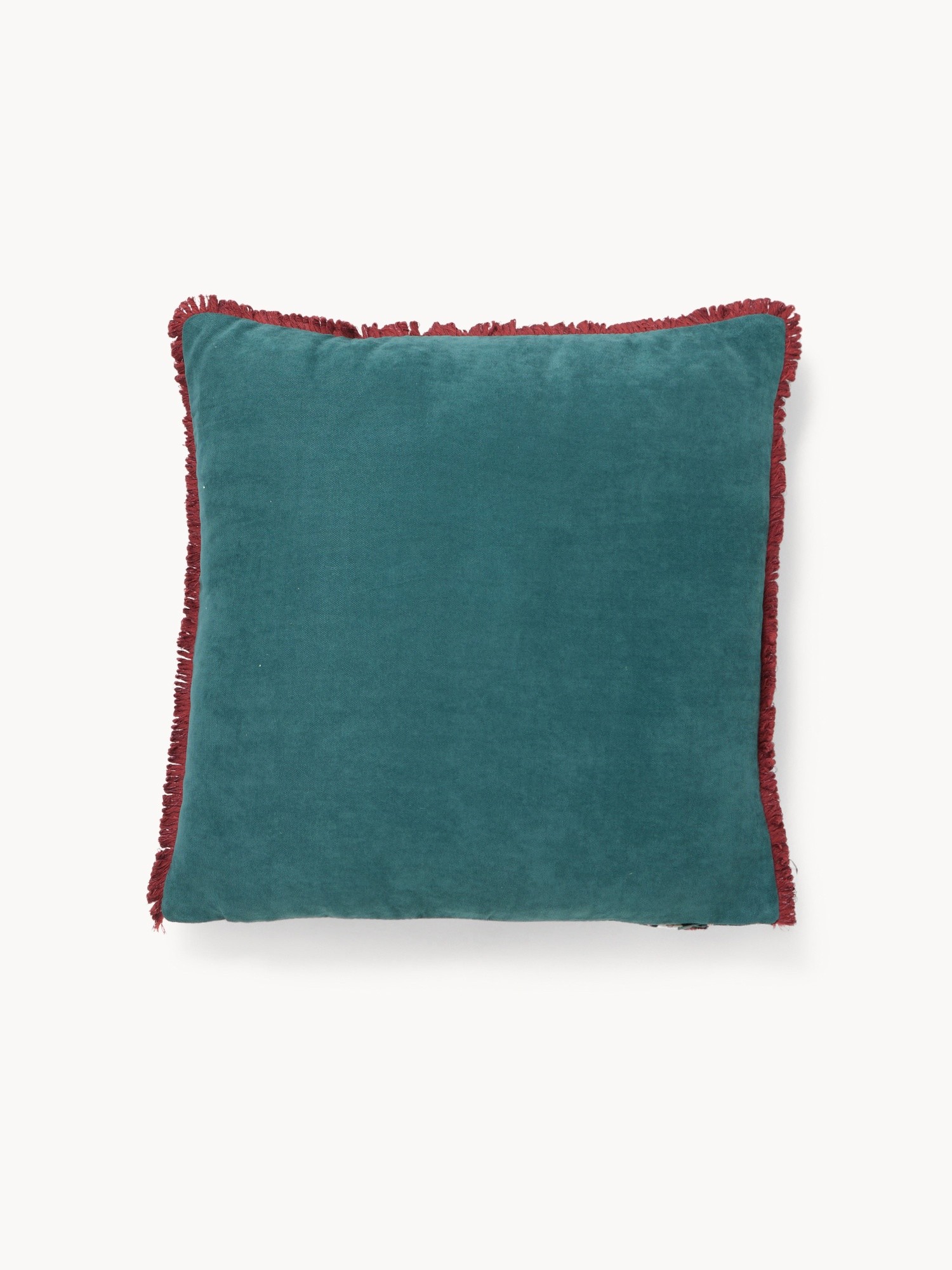 45x45 cm flower print pillow with fringes, Blue, large image number 1