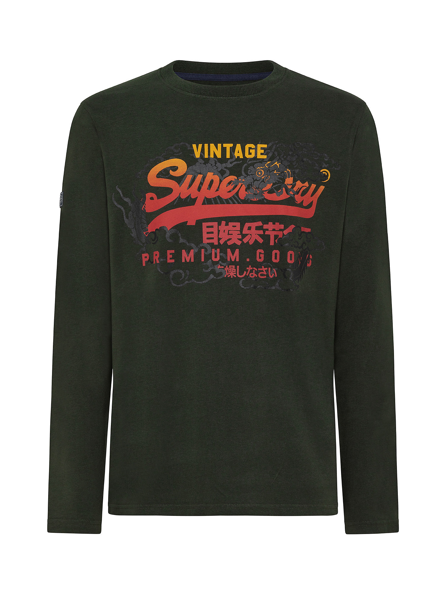 Long-sleeved t-shirt with print, Olive Green, large image number 0