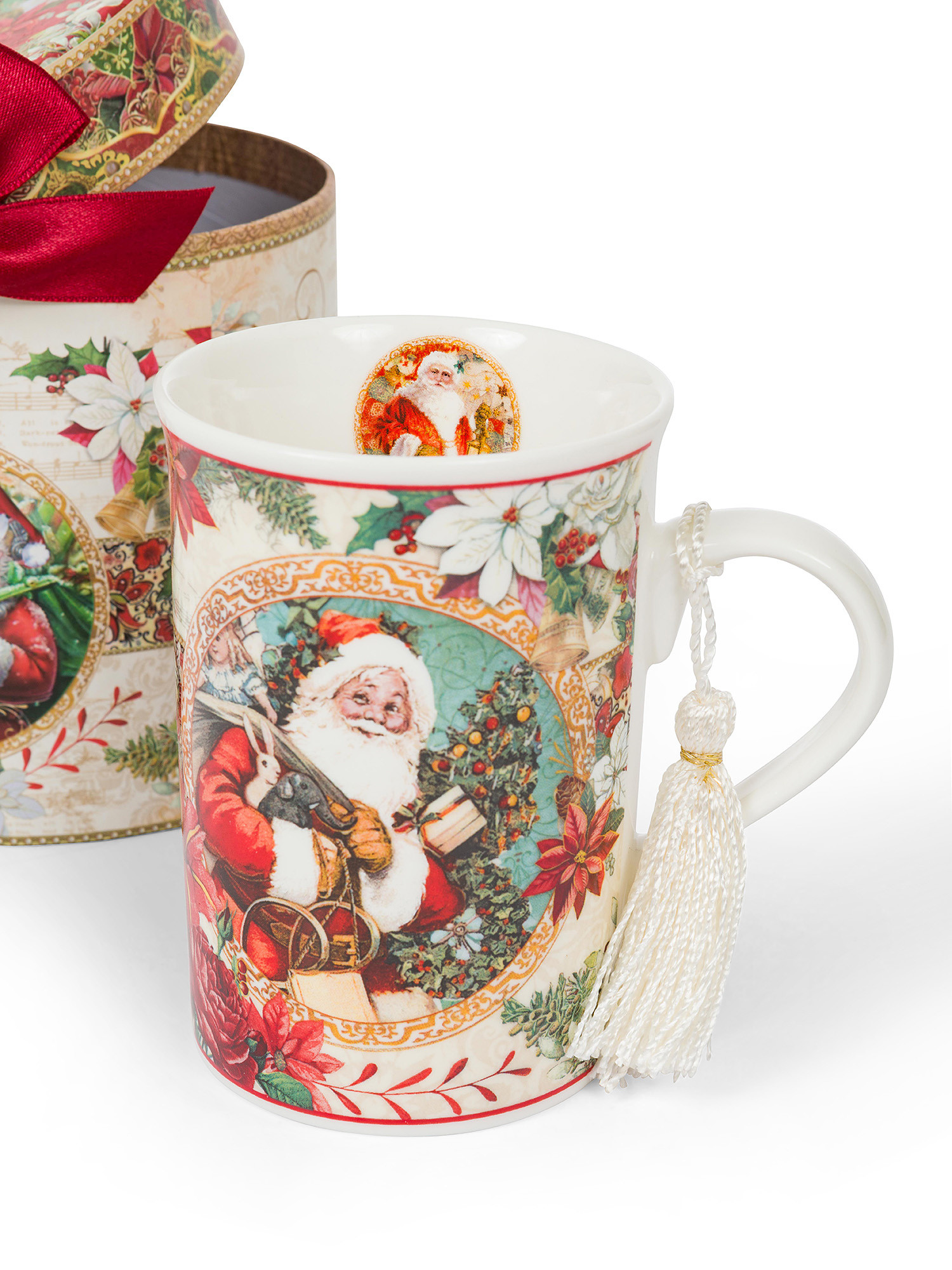 Mug new bone china vintage, Bianco/Rosso, large image number 1