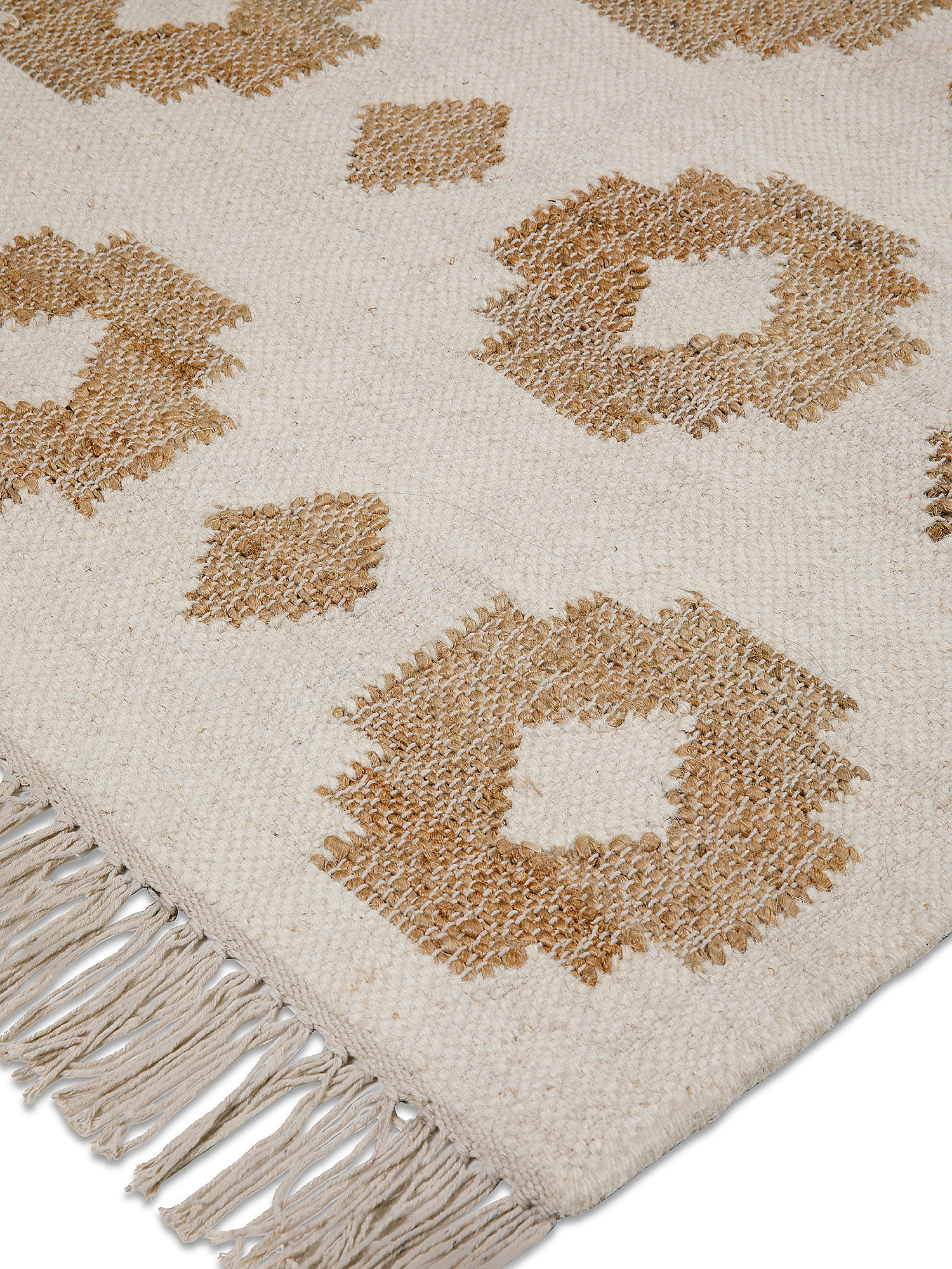 Jute rug with geometric motif, White, large image number 1
