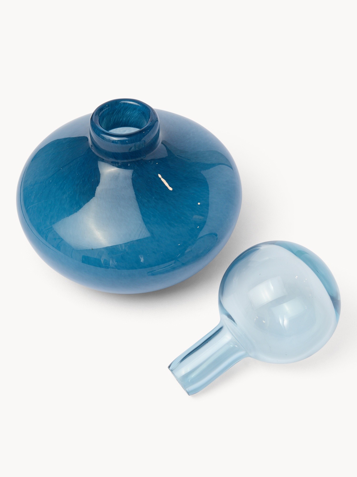 Bottiglia decorativa in vetro colorato in pasta, Blu, large image number 1