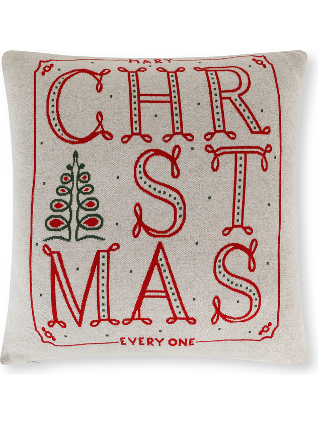 Cuscino in maglia jacquard con scritta 45x45 cm