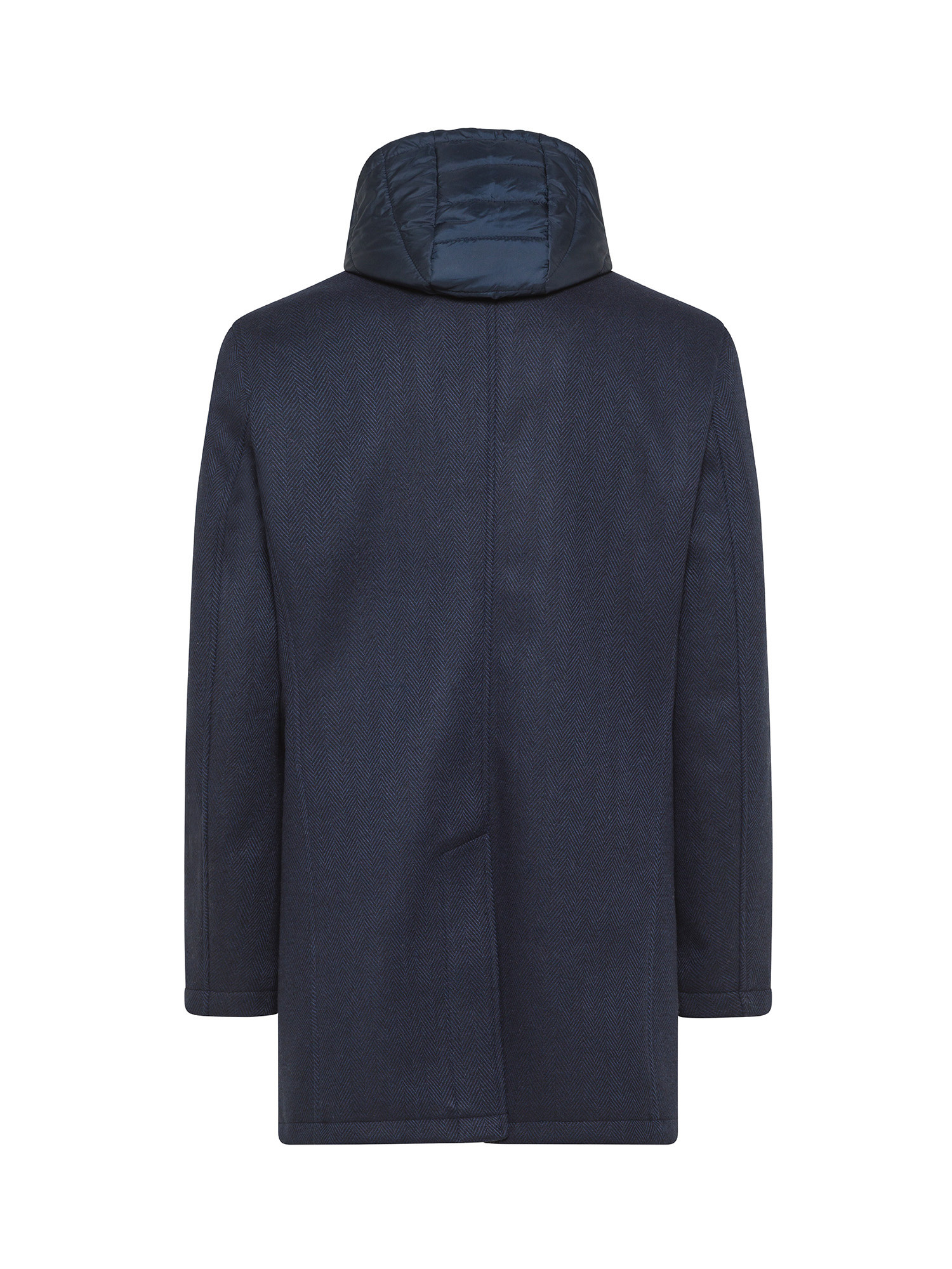 Luca D'Altieri - Cappotto monopetto con cappuccio effetto stampato, Blu, large image number 1