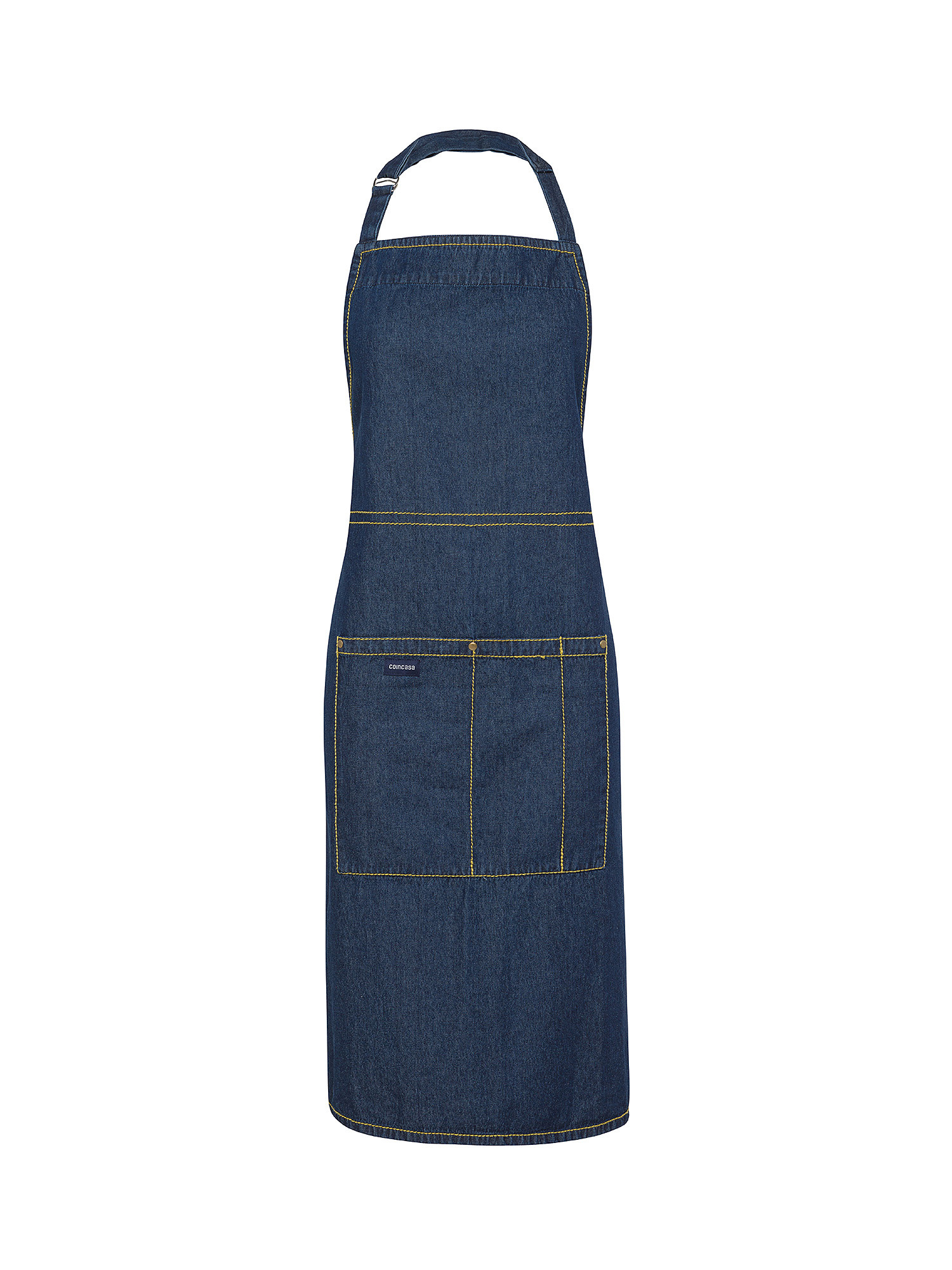 Cotton denim kitchen apron, Blue, large image number 0