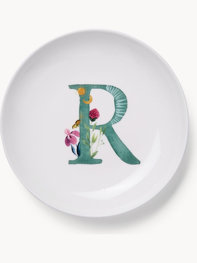 Piattino pane in new bone china lettera R