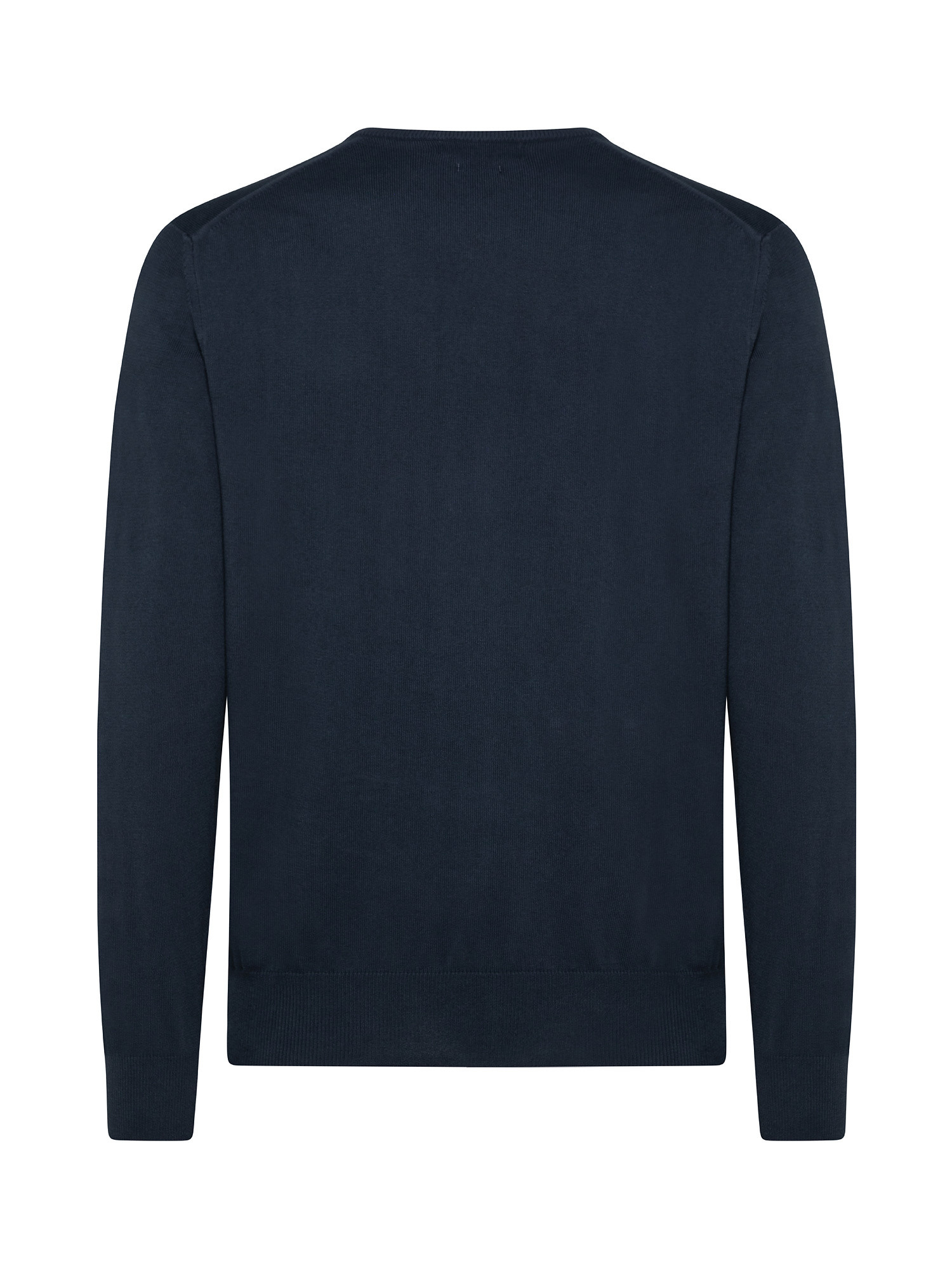 V-neck sweater in pure cotton, Dark Blue, large image number 1