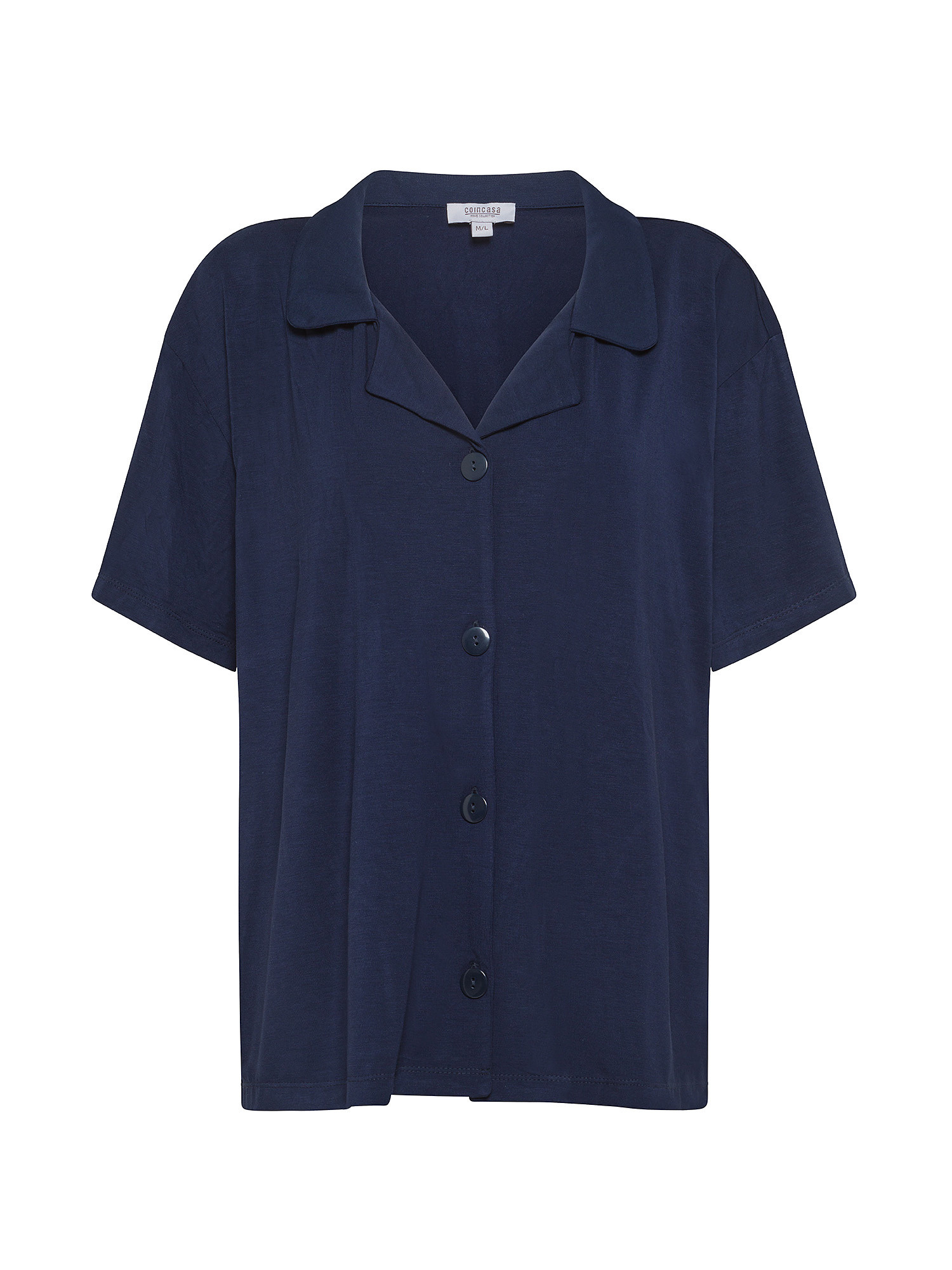 Solid color bamboo viscose pajama jacket, Blue, large image number 0