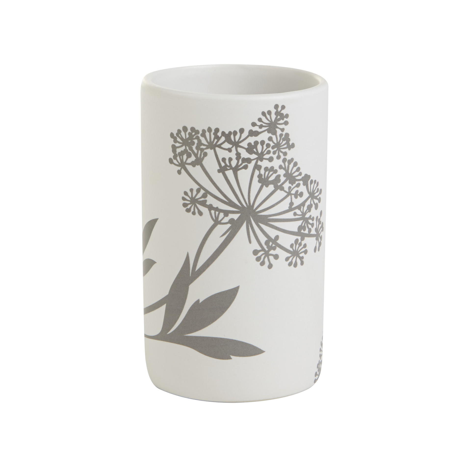Portaspazzolino ceramica floreale, Bianco/Grigio, large image number 0