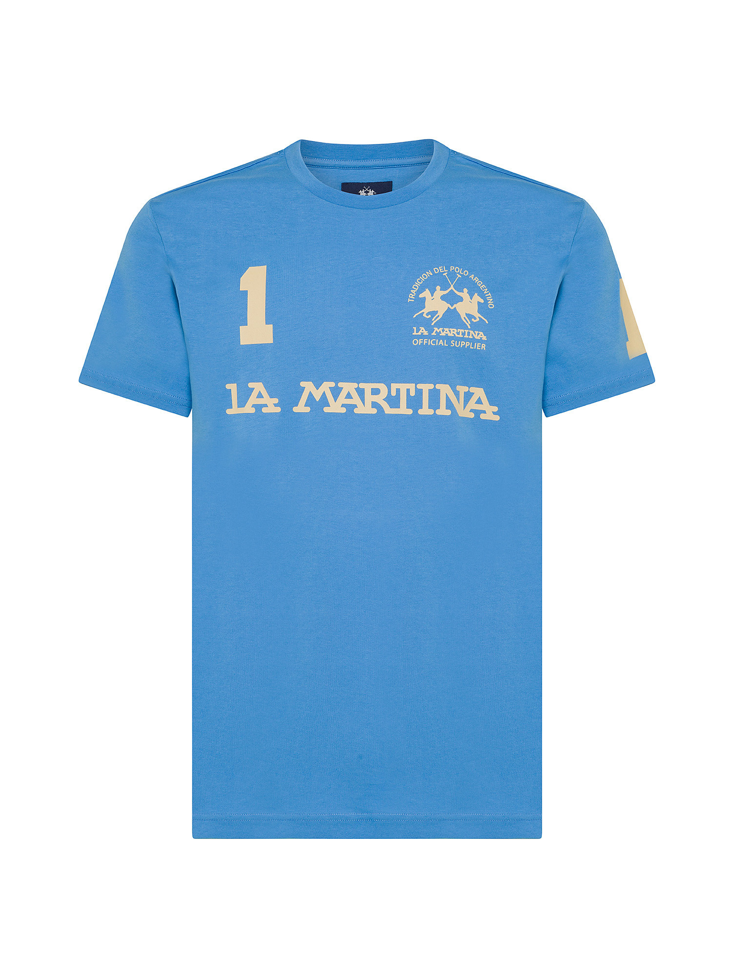 La Martina - Short-sleeved T-shirt in jersey cotton, Blue, large image number 0