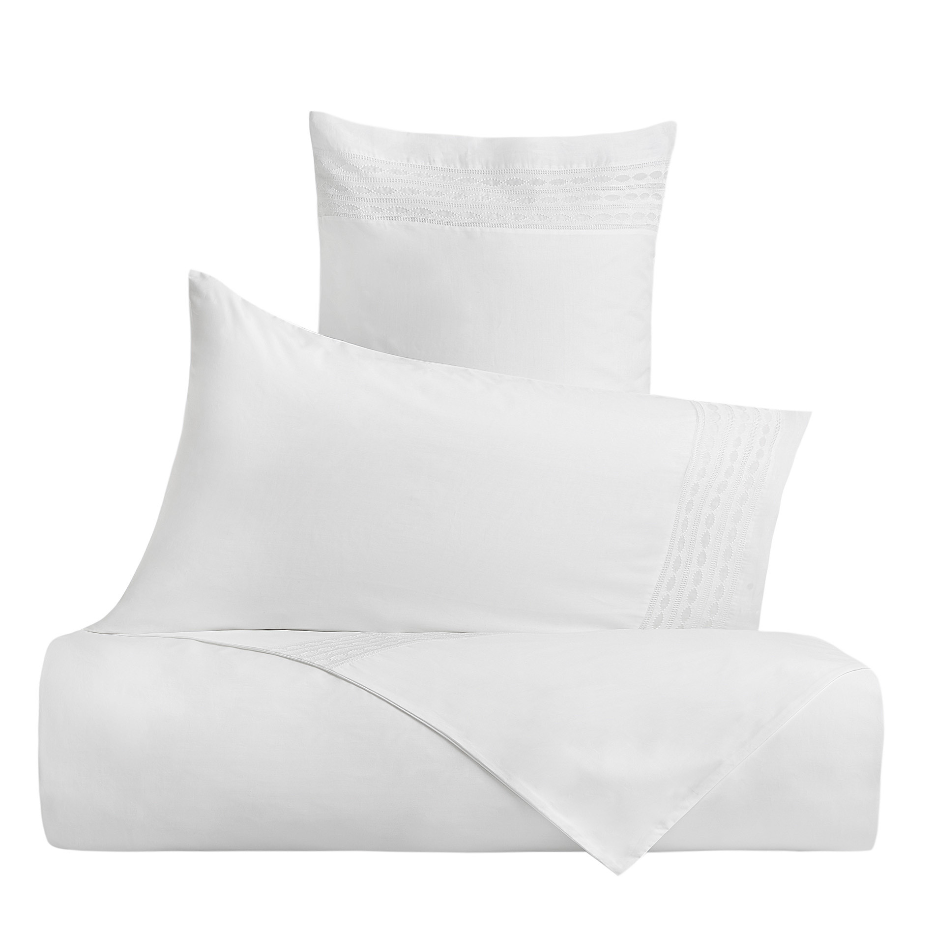 Portofino 100% cotton duvet cover with embroidered trim, White, large image number 0