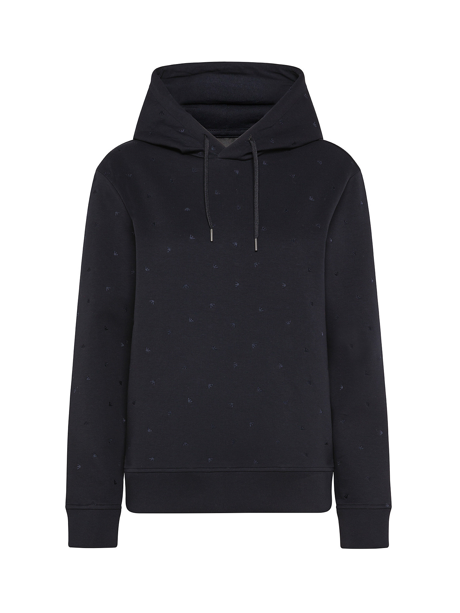 Emporio Armani - Hooded sweatshirt with all-over eagle logo embroidery., Dark Blue, large image number 0