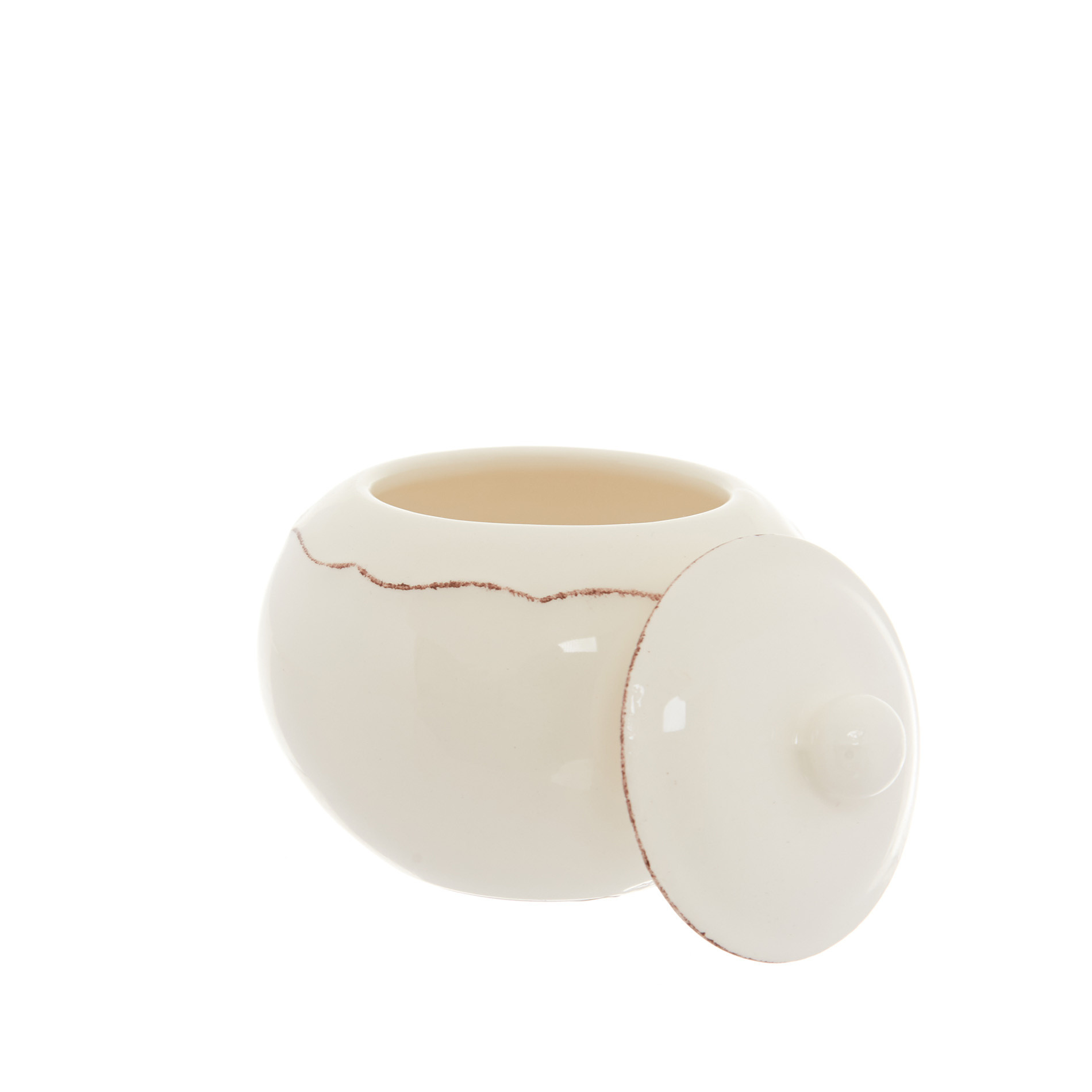 Dona Maria ceramic sugar bowl, White Cream, large image number 1