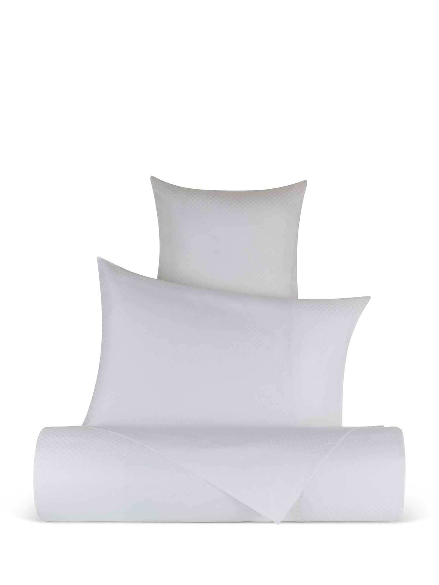 Portofino flat sheet in 100% cotton percale jacquard, White, large image number 0