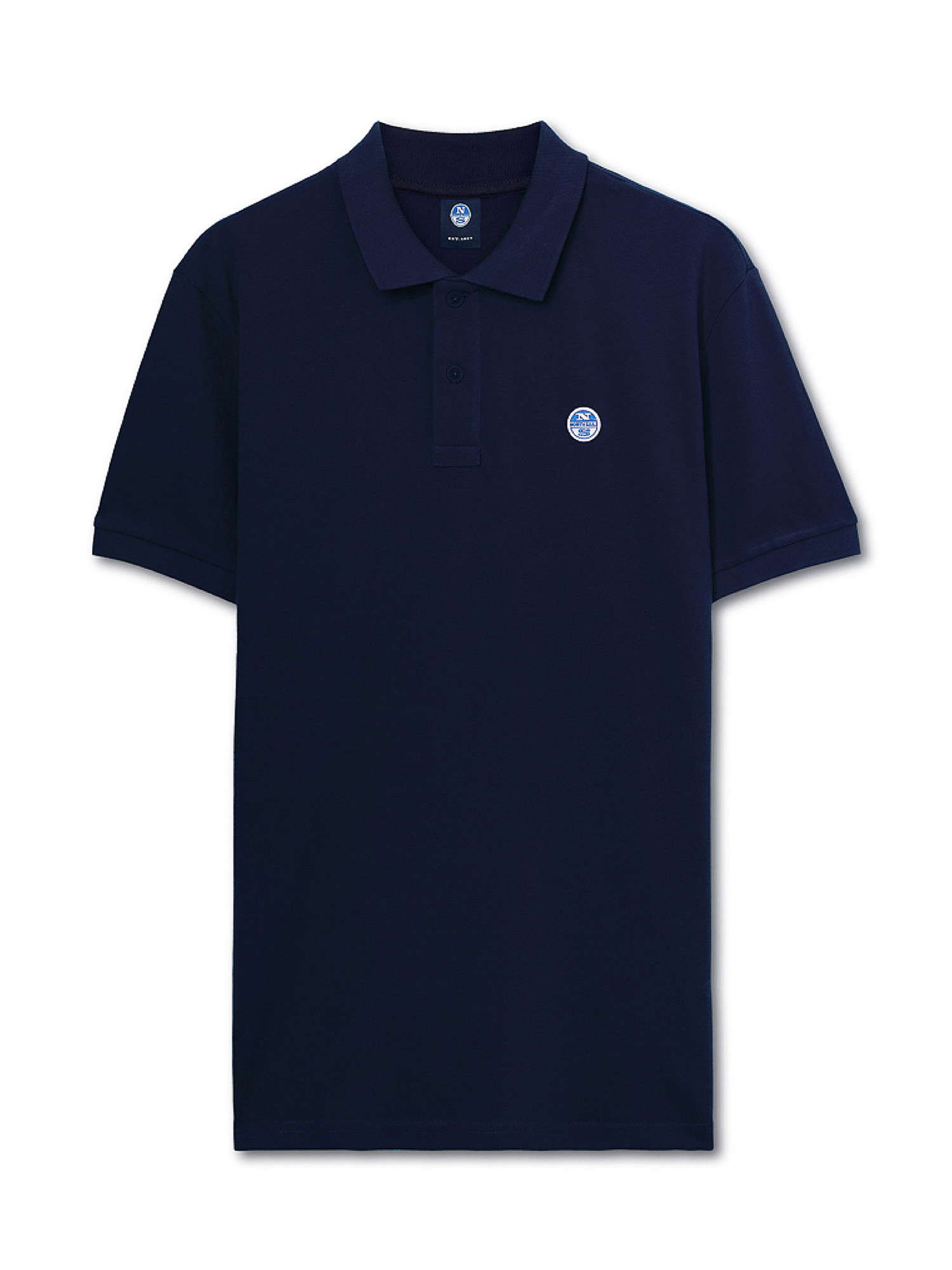 Short sleeve polo shirt with logo, Blue, large image number 0