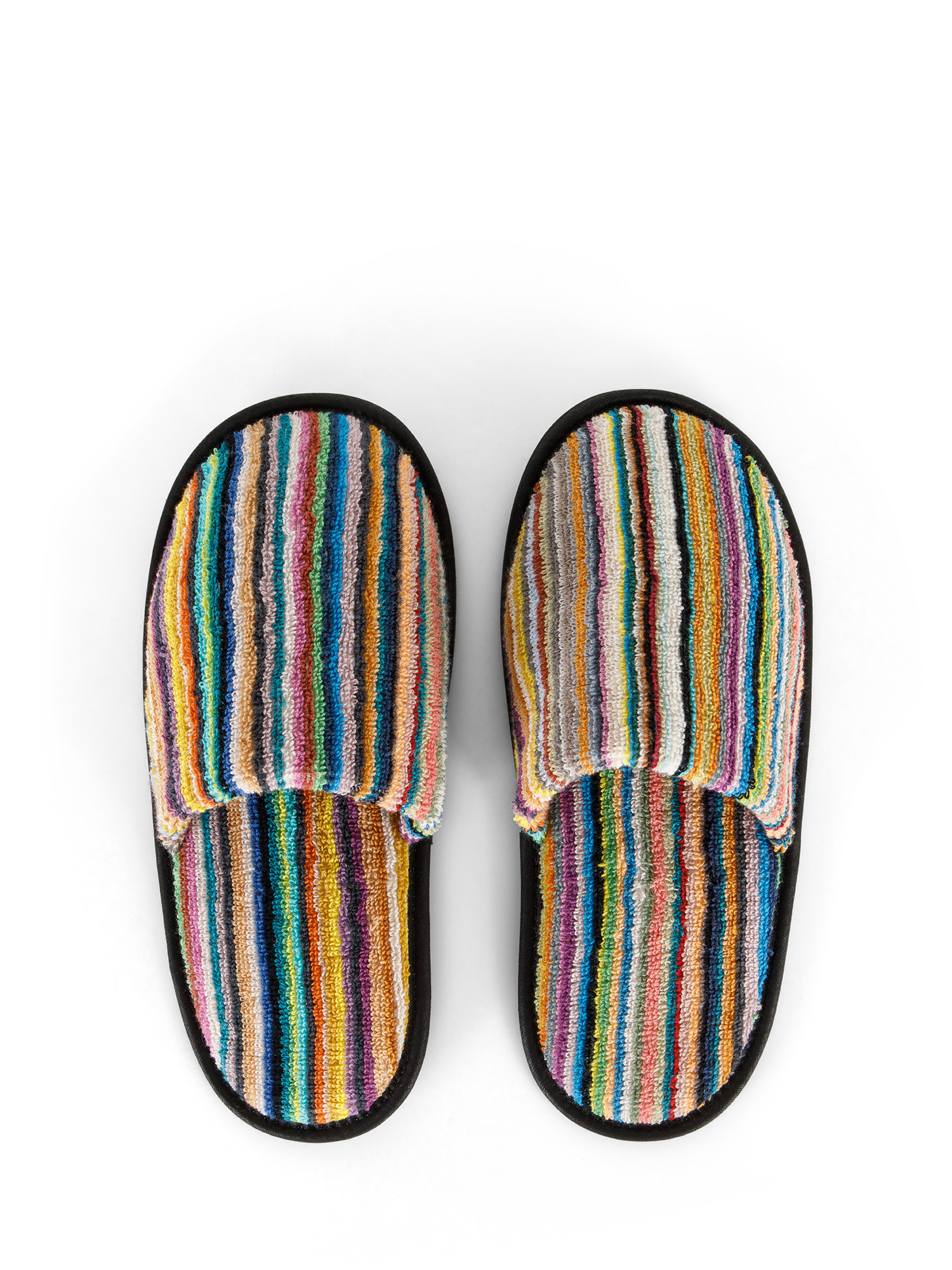 Slippers in striped jacquard cotton terry, Multicolor, large image number 0
