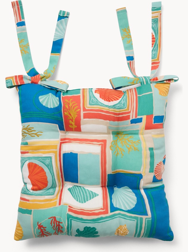 Cotton Panama Chair Cushion with Geometric Print - Introductory Price