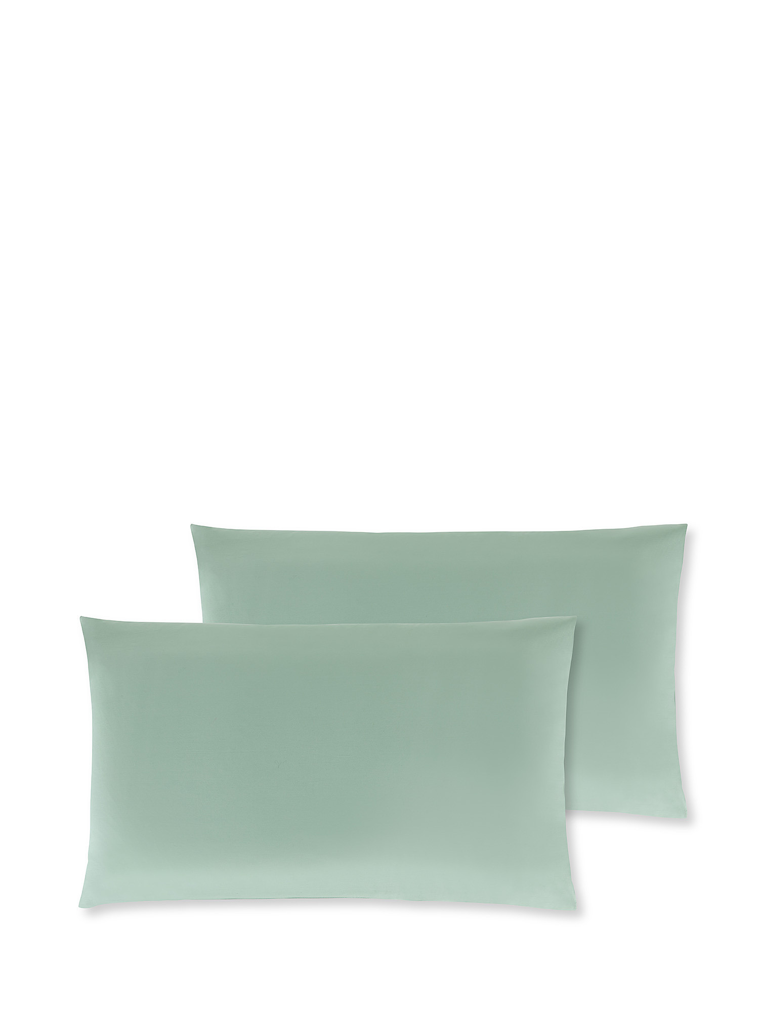 Set of 2 solid color percale cotton pillowcases., Light Green, large image number 0