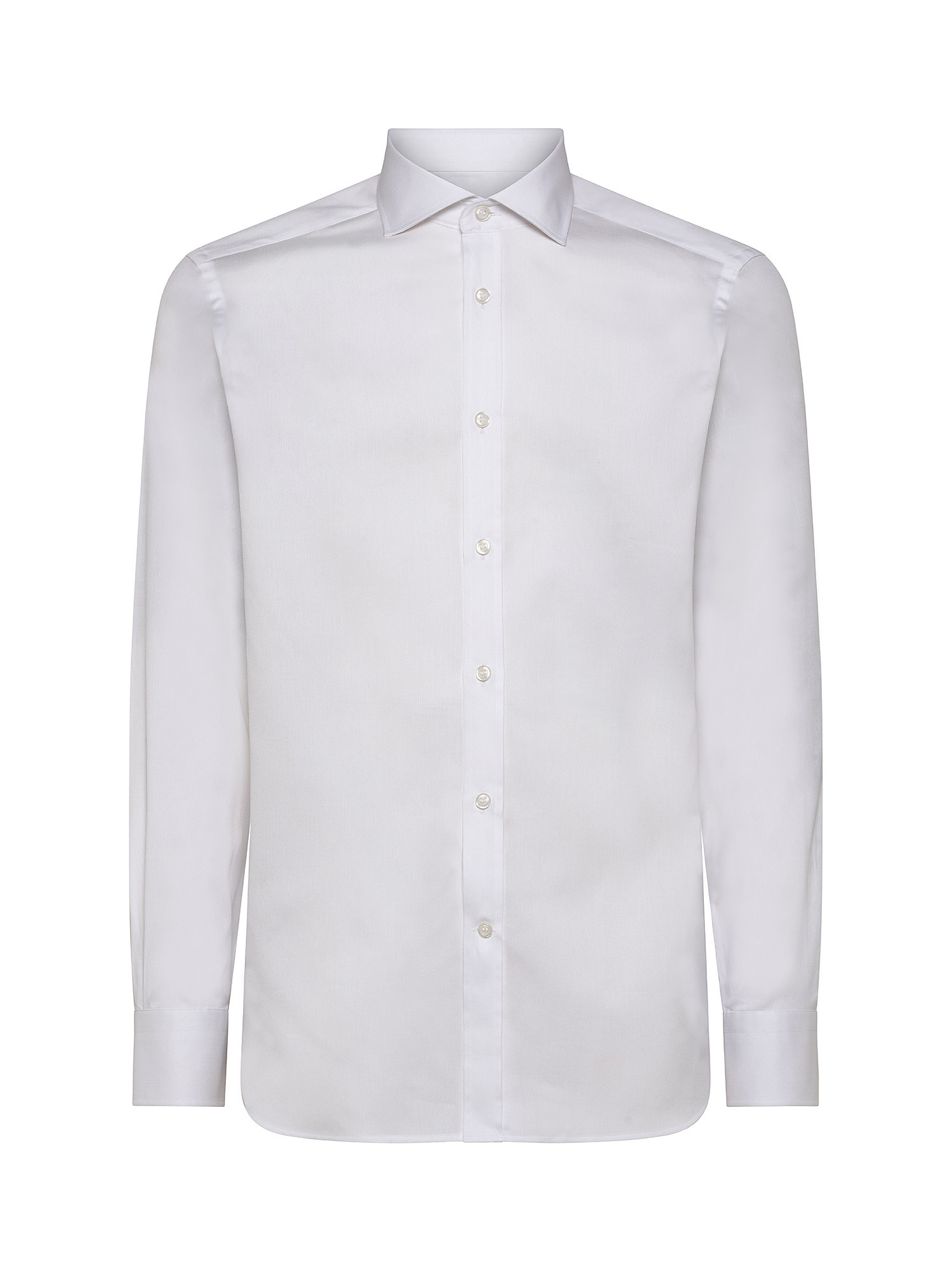 Camicia slim fit cotone armaturato, Bianco, large image number 0