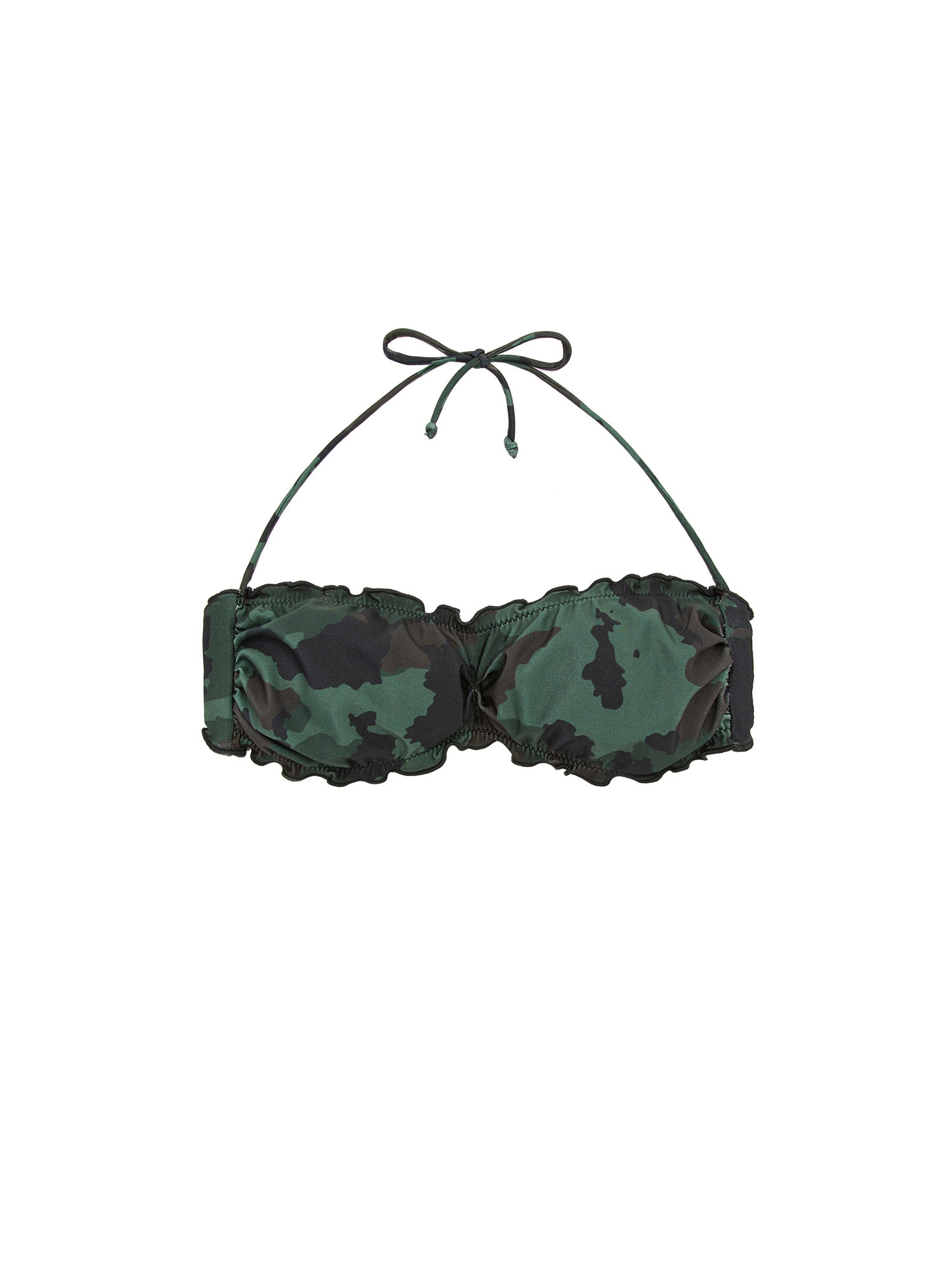 F**K - Camouflage bandeau bikini, Dark Green, large image number 0