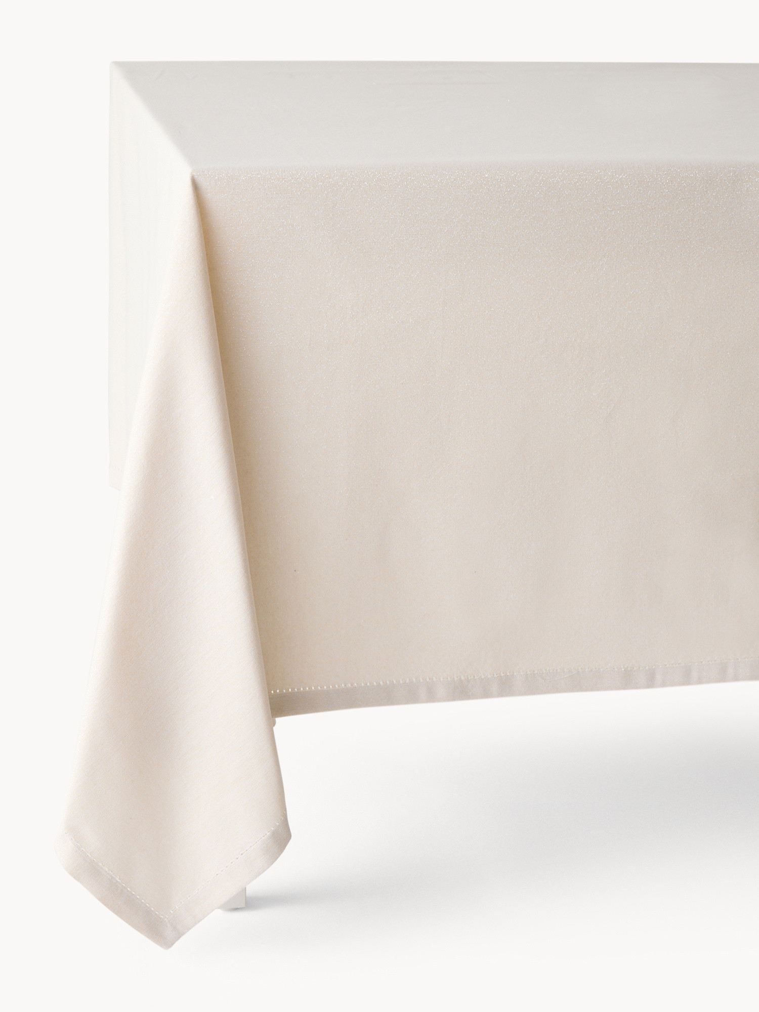 Cotton and lurex tablecloth with hemstitch, White, large image number 0