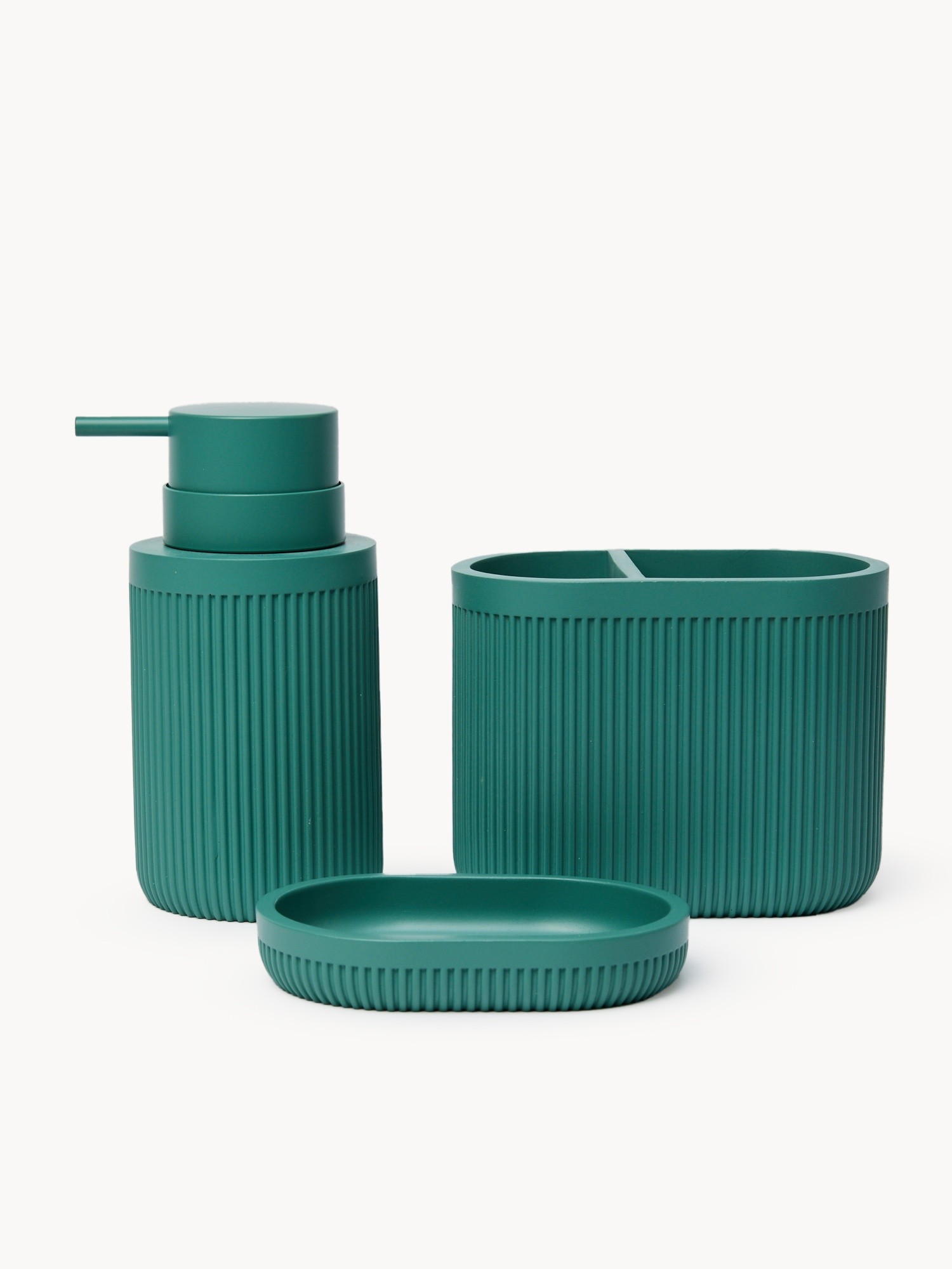 Toothbrush holder in solid color polyresin, Green, large image number 1