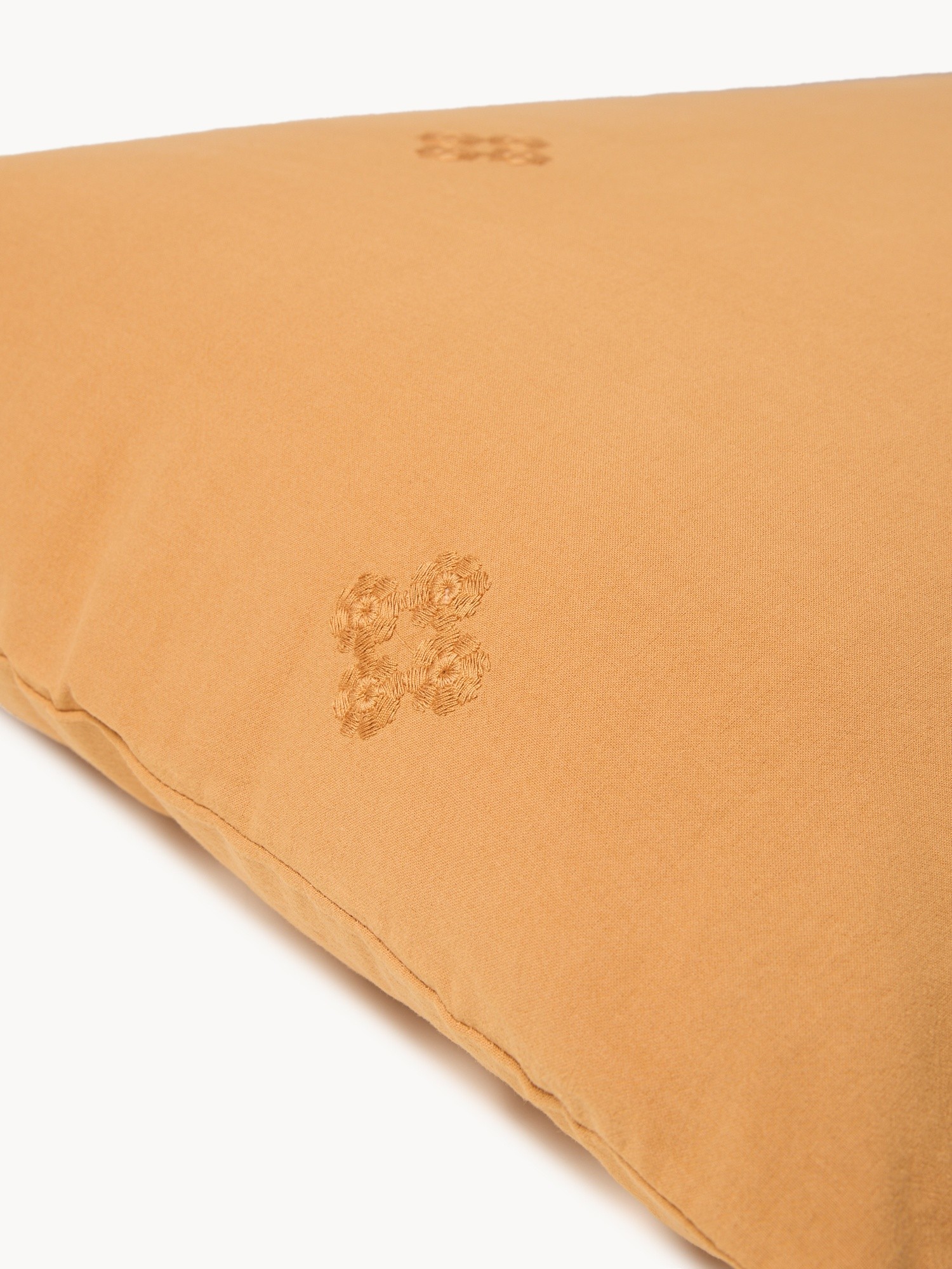 Pure washed cotton pillowcase with embroidery, Ocra Yellow, large image number 2