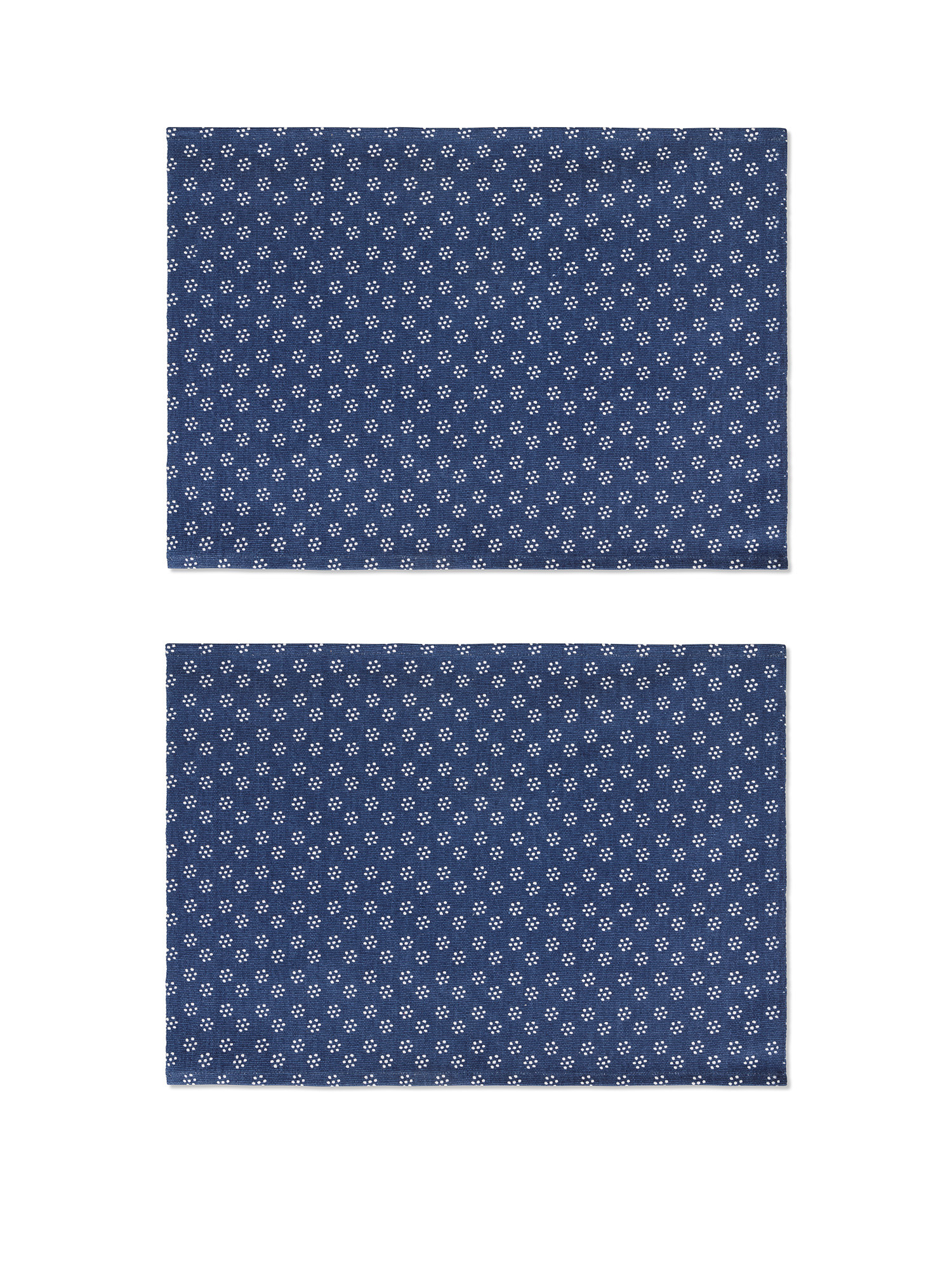 Set 2 tovagliette puro cotone stampa dots, Blu, large image number 0