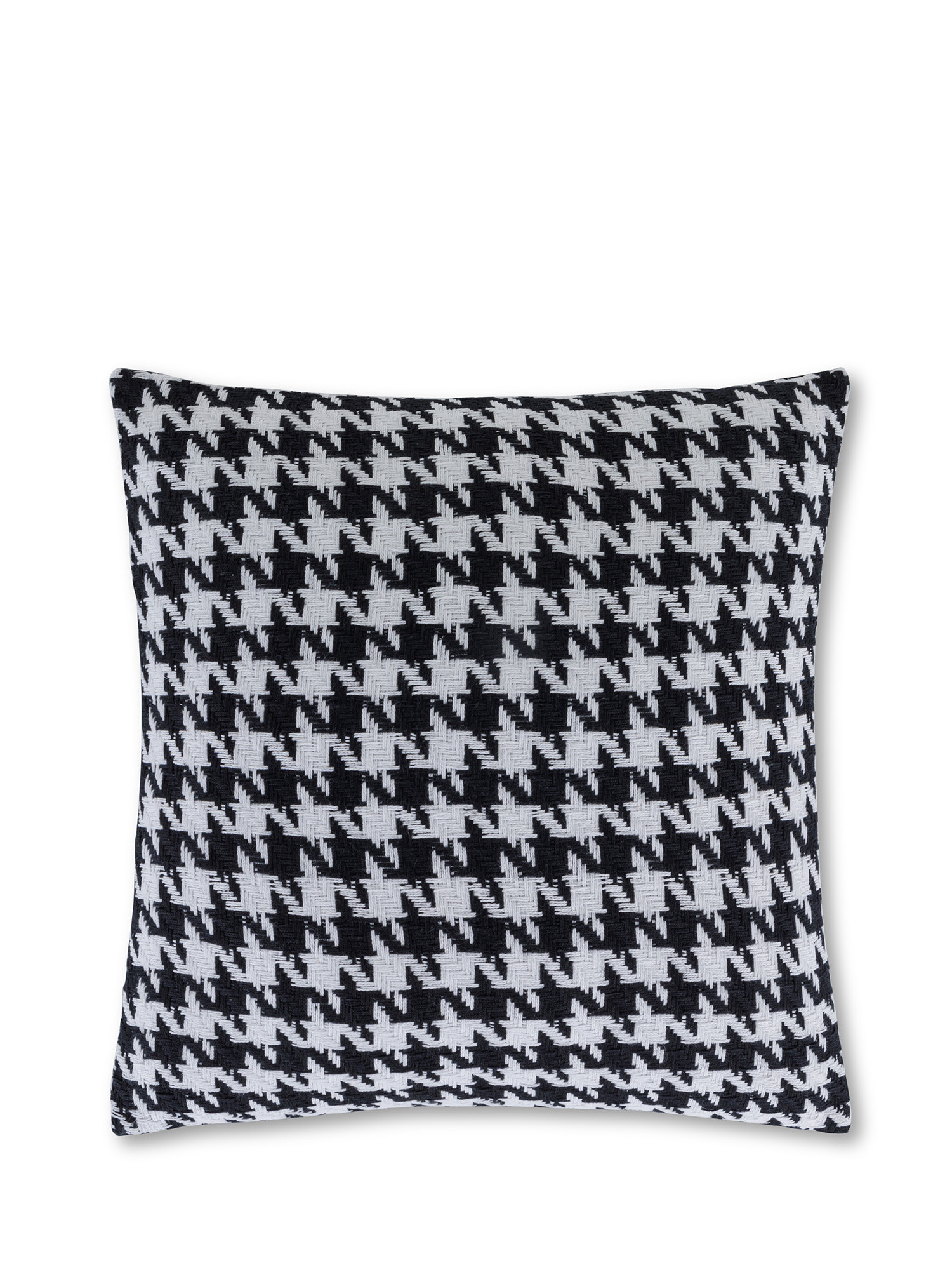 Jacquard fabric cushion with houndstooth motif 45x45 cm, Black, large image number 0