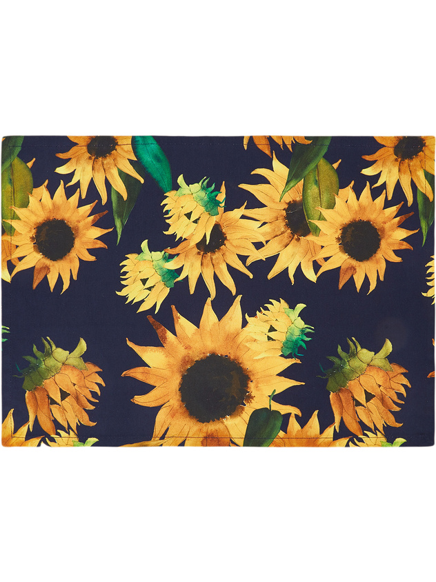 Cotton twill table mat with sunflowers print