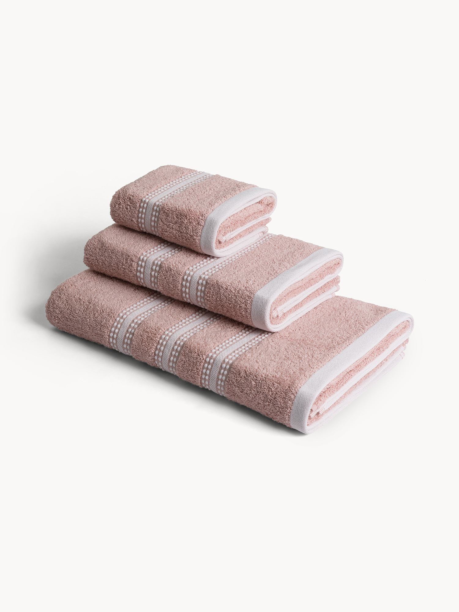 Set of 3 pure cotton towels with a polka dot pattern, Pink, large image number 0