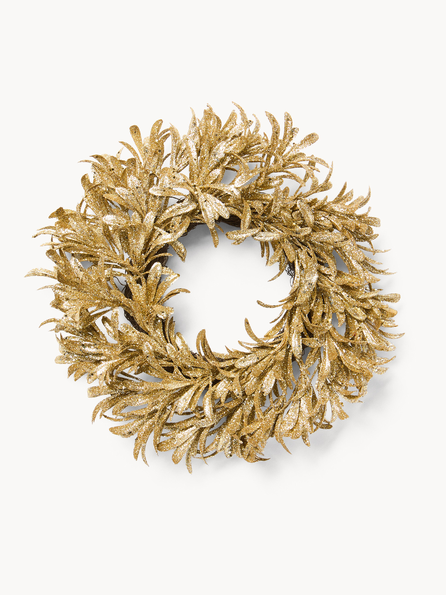 Corona decorativa con foglie dorate, Oro, large image number 0