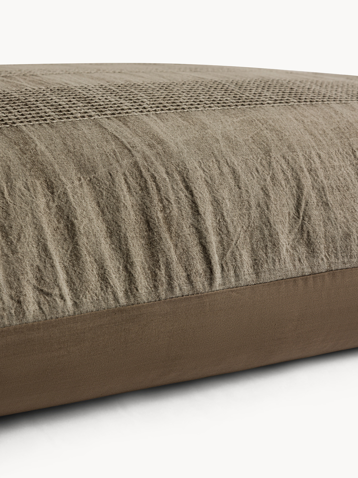 Pure washed cotton pillowcase with waffle stitch, Light Grey, large image number 1