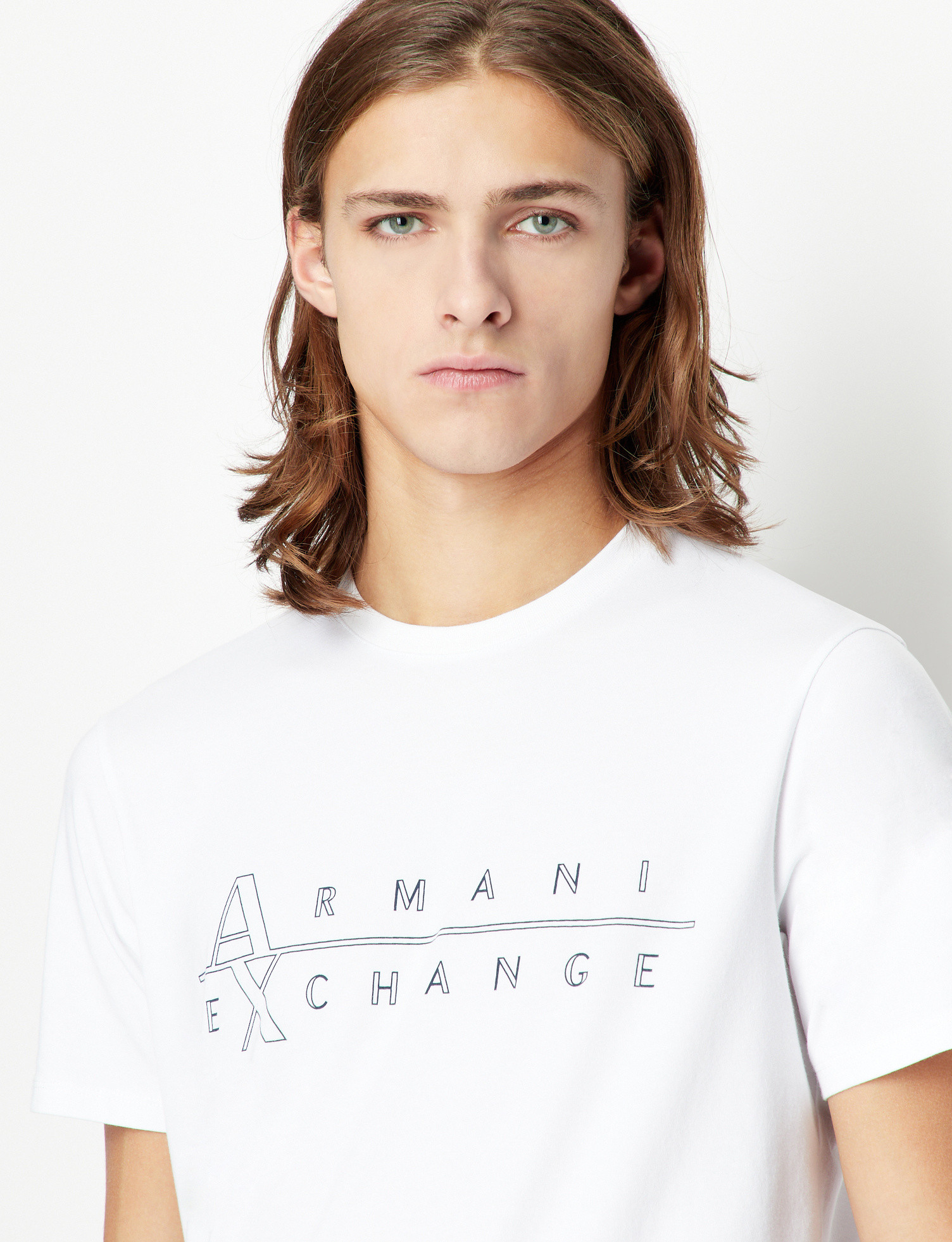 Armani Exchange - T-shirt con stampa slim fit, Bianco, large