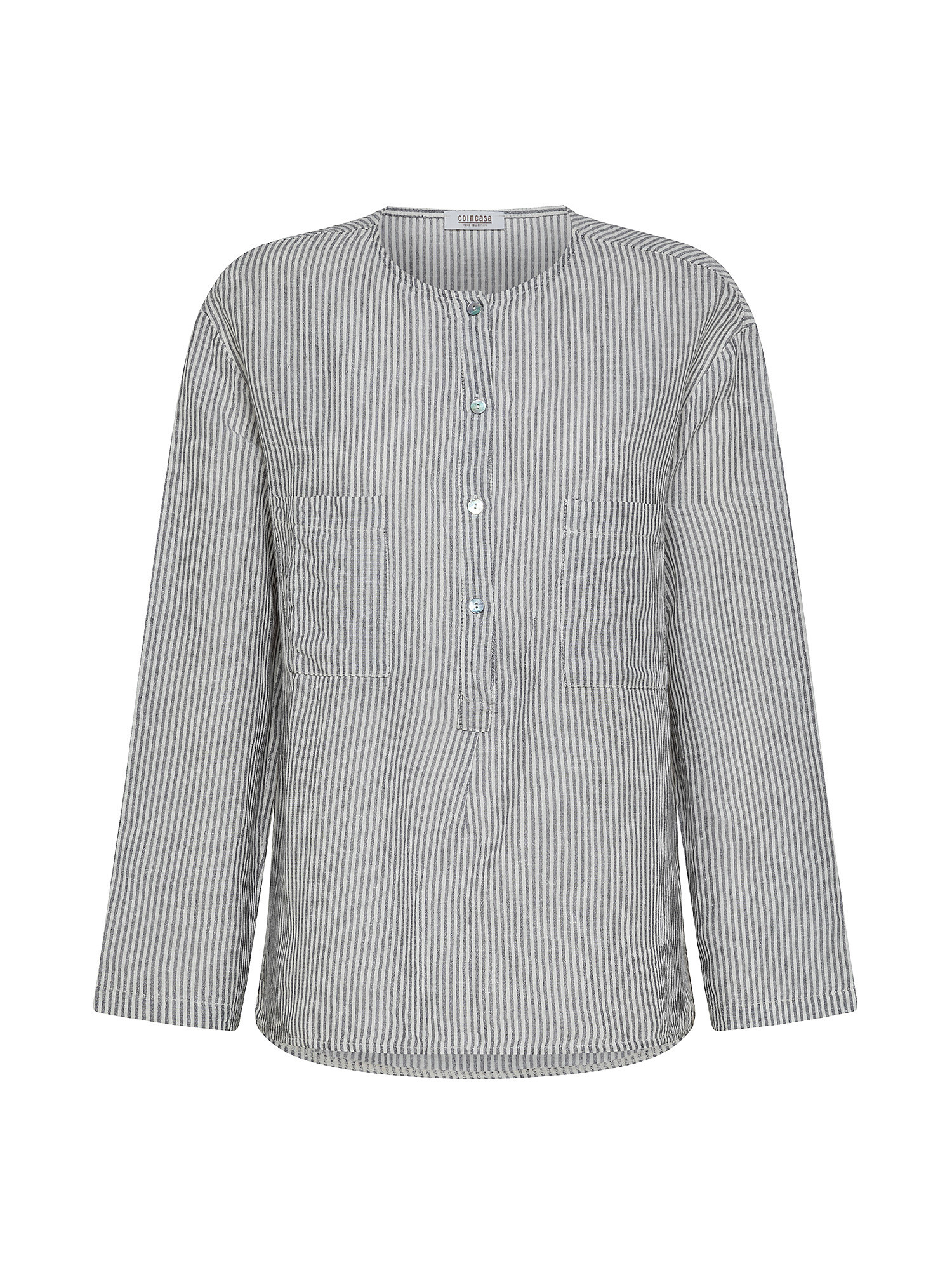 Striped linen blend shirt, Light Blue, large image number 0