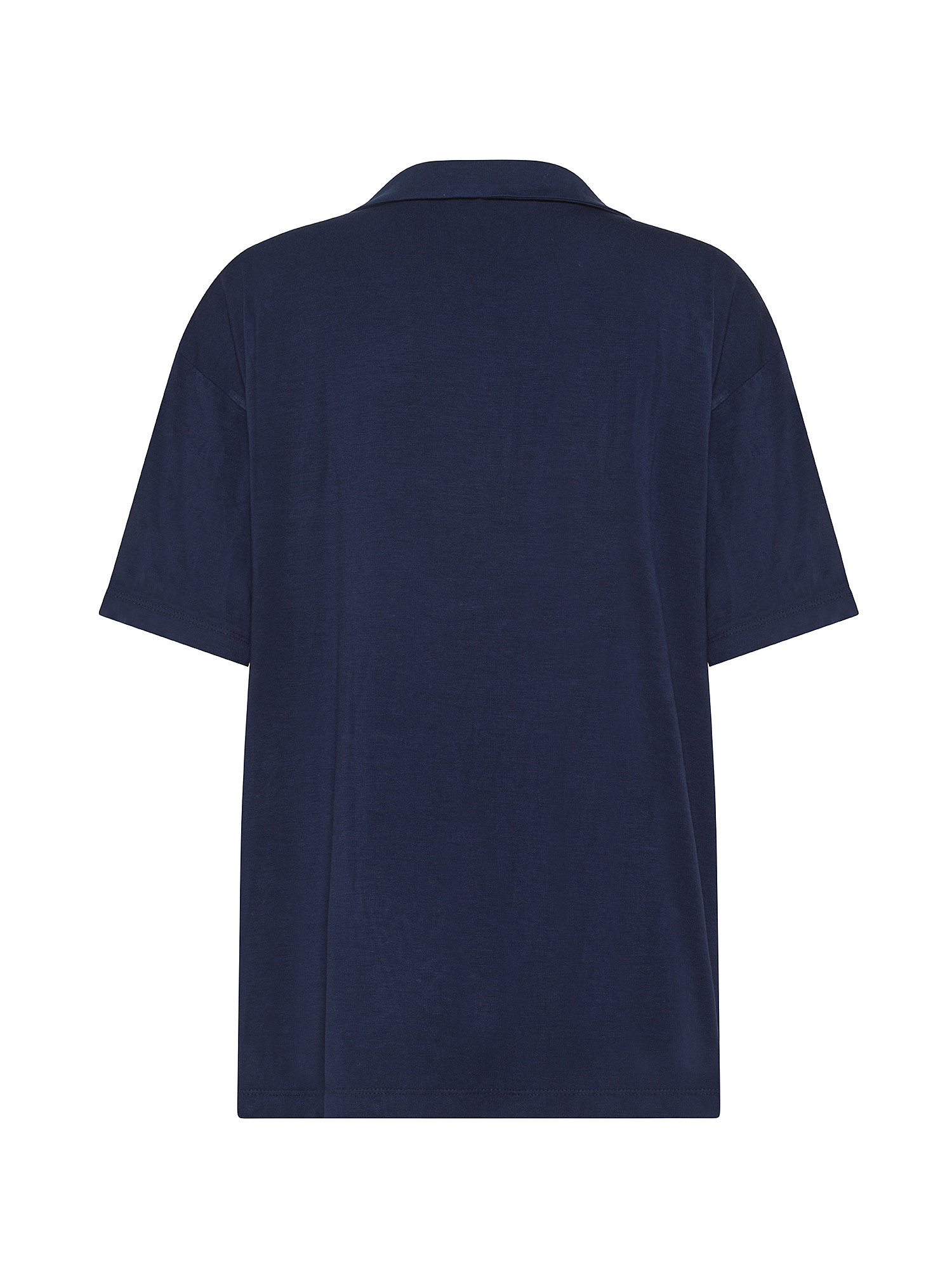 Giacca pigiama in viscosa di bamboo tinta unita, Blu, large image number 1