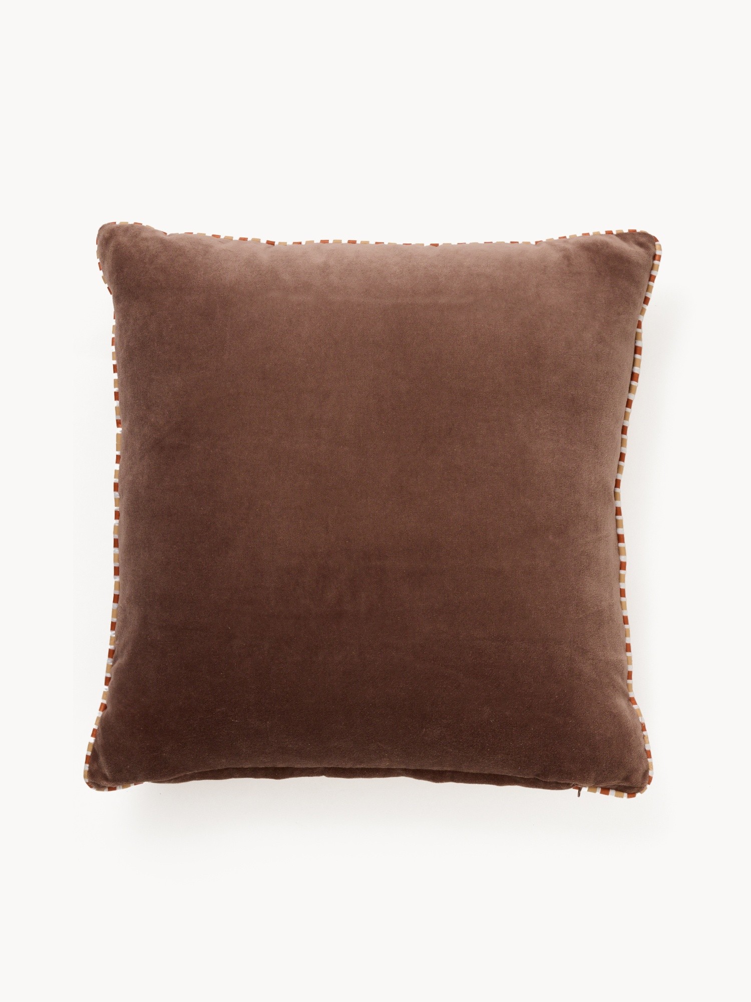 Reversible velvet cushion 45x45cm, Orange, large image number 1