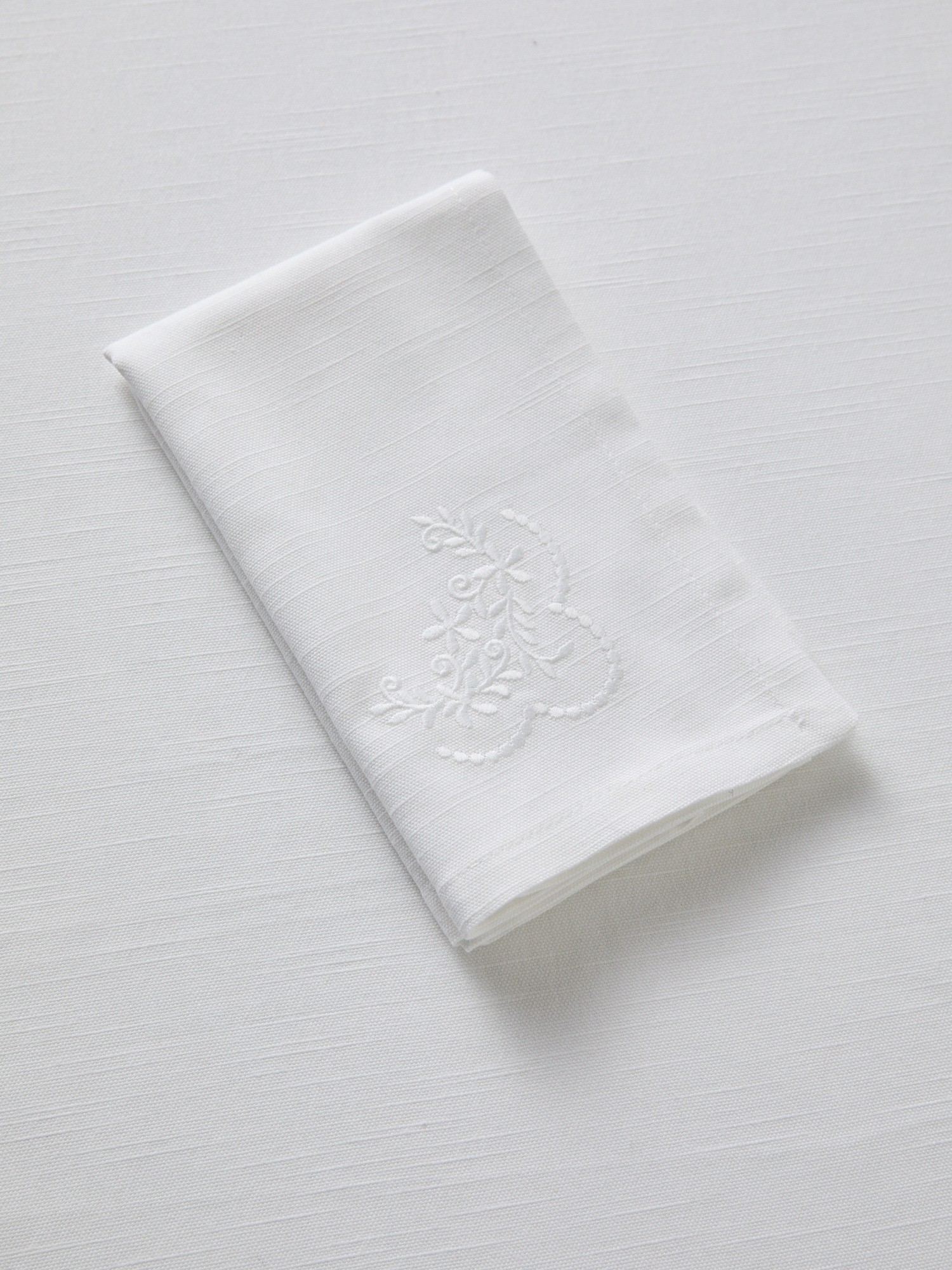 Set di 4 tovaglioli in puro cotone con ricamo floreale - Prezzo di lancio, Bianco, large image number 1