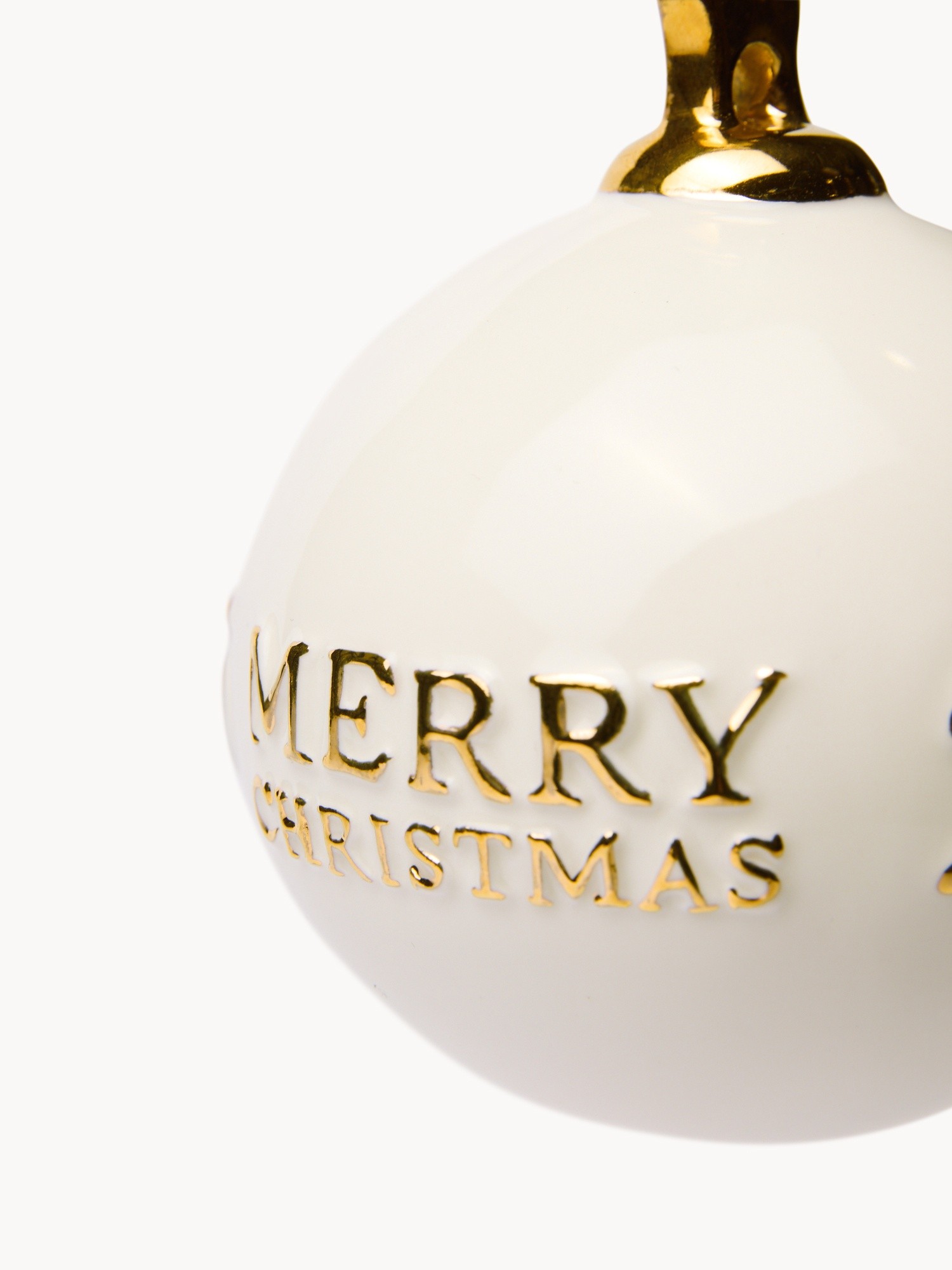 Porcelain Christmas tree bauble (2026), White/Gold, large image number 1