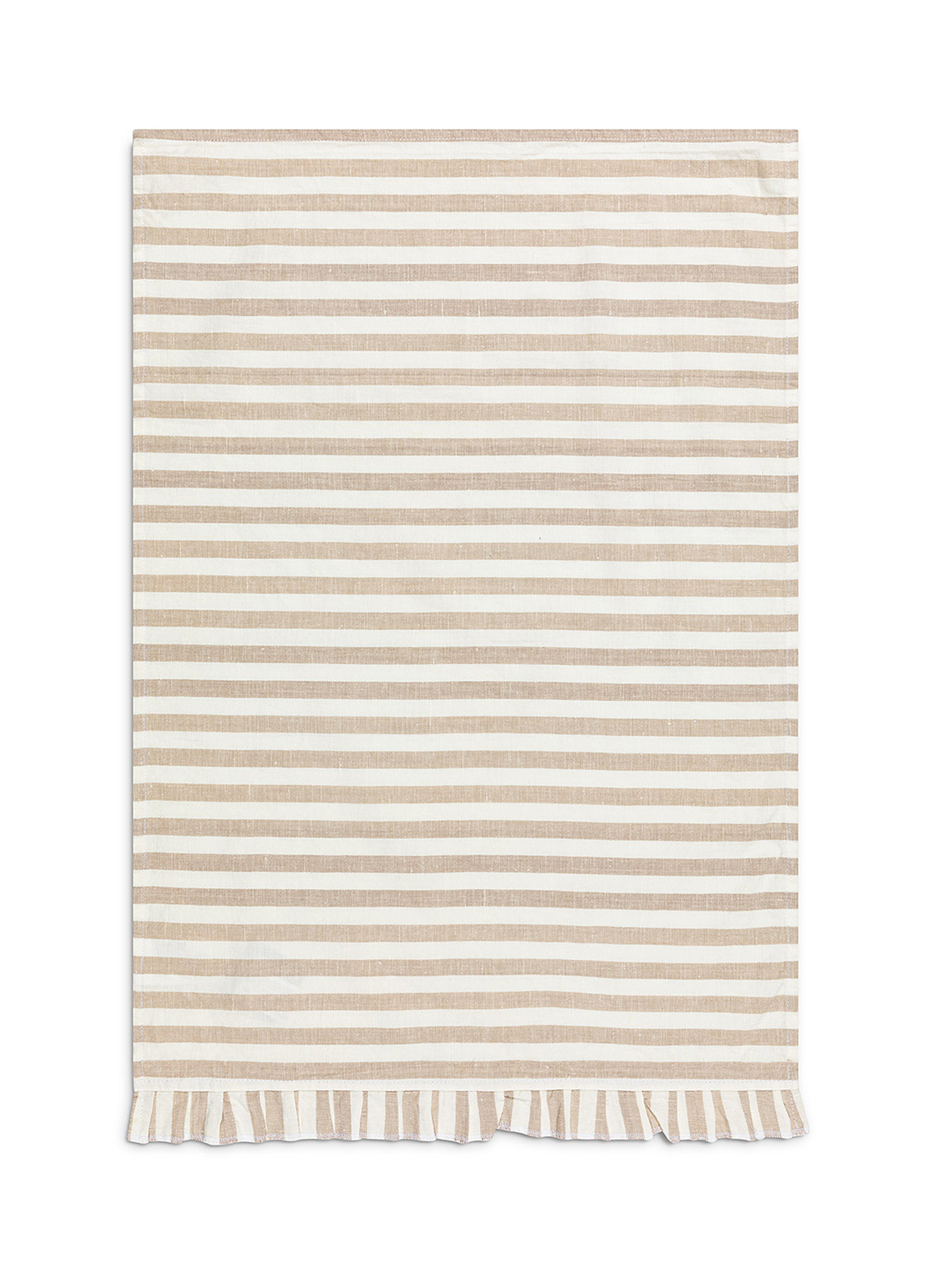 Striped linen and cotton tea towel, Beige, large image number 1