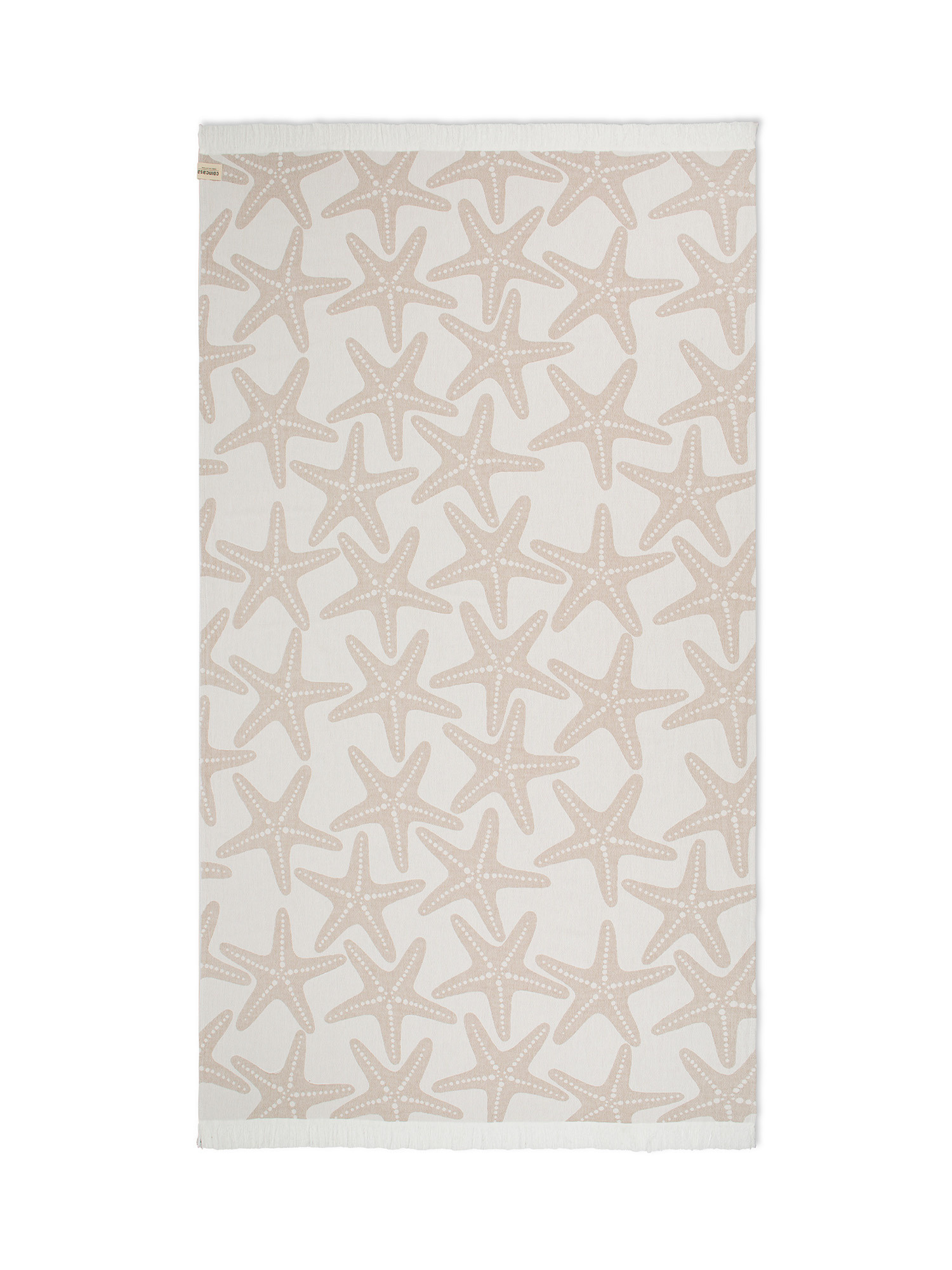 Light cotton hammam beach towel with starfish motif, Beige, large image number 0
